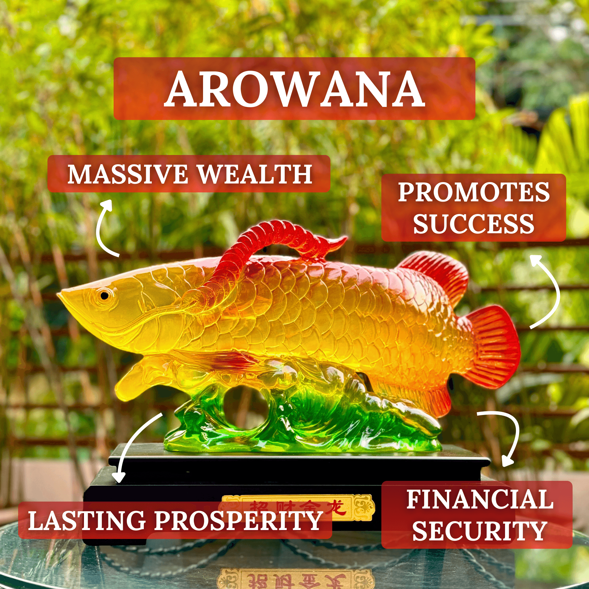 Massive Citrine Arowana for Great Prosperity 50cm - Feng Shui Chinese Lucky Items - Royal Dragon Decor