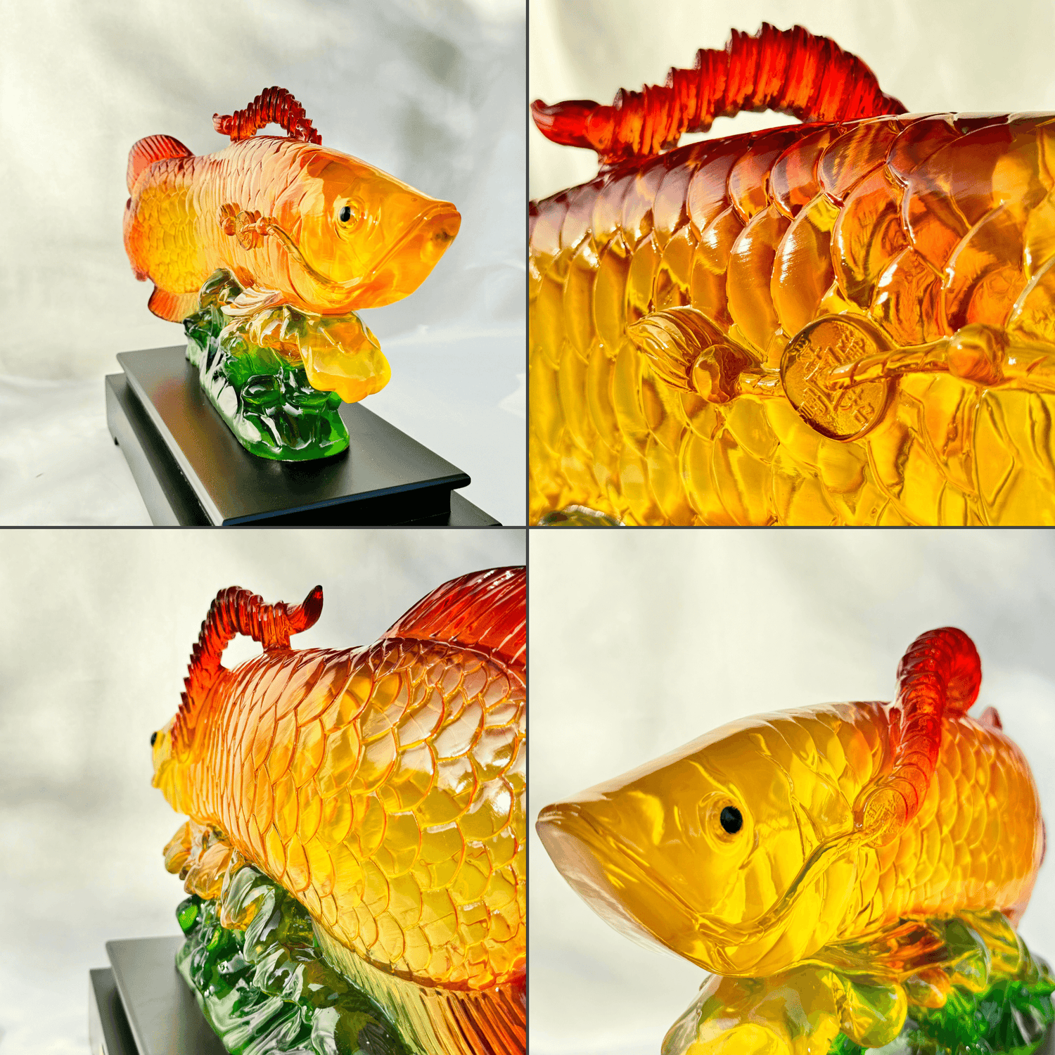 Massive Citrine Arowana for Great Prosperity 50cm - Feng Shui Chinese Lucky Items - Royal Dragon Decor