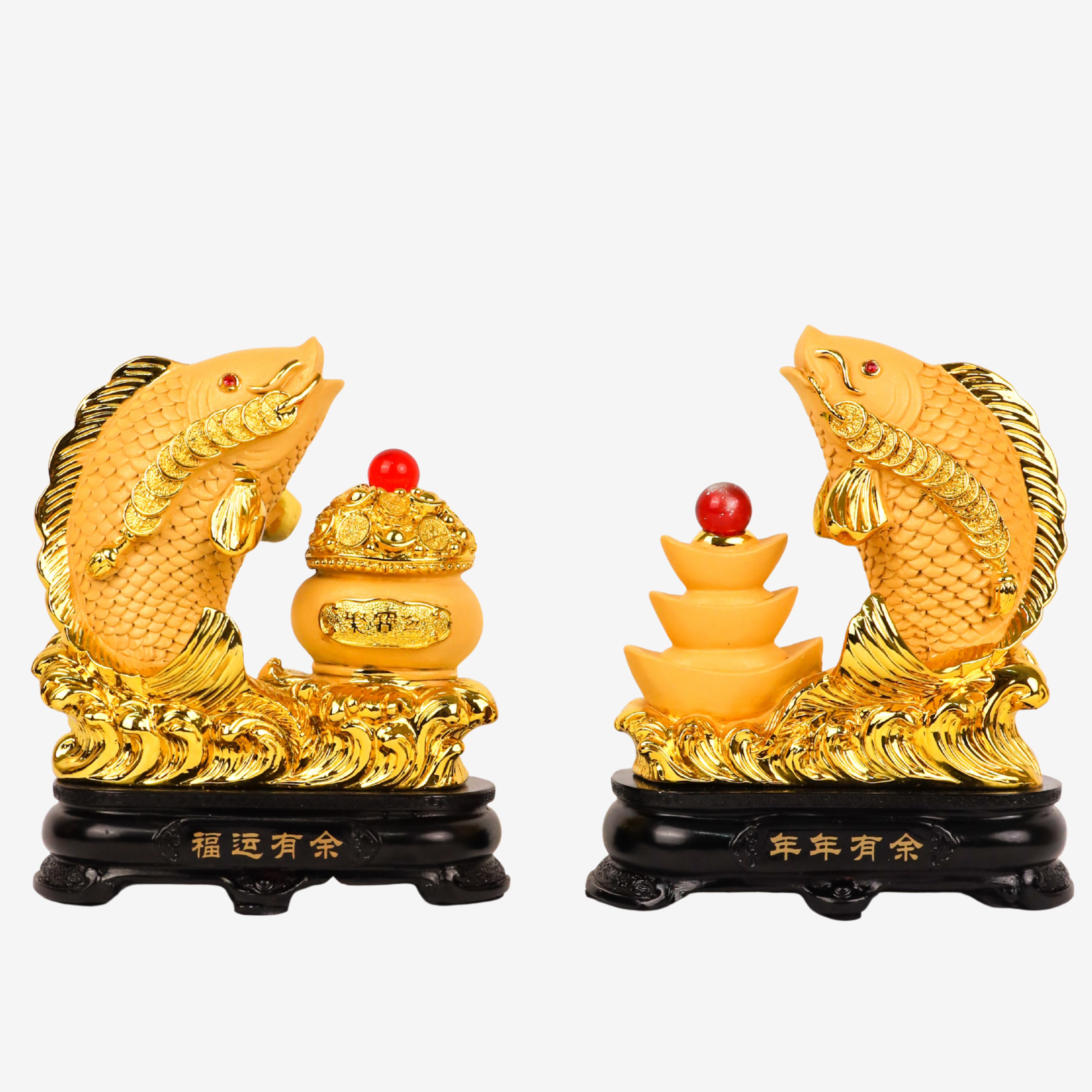 Double Wealth Golden Arowana Pair 17cm