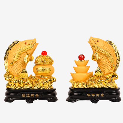 Double Wealth Golden Arowana Pair 17cm