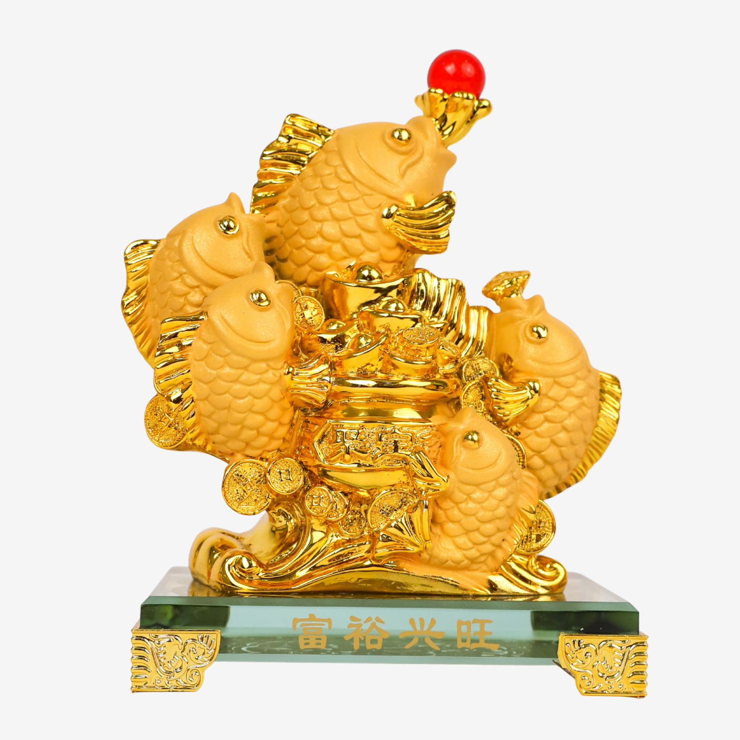 Fortunate Family of Golden Arowanas 16cm