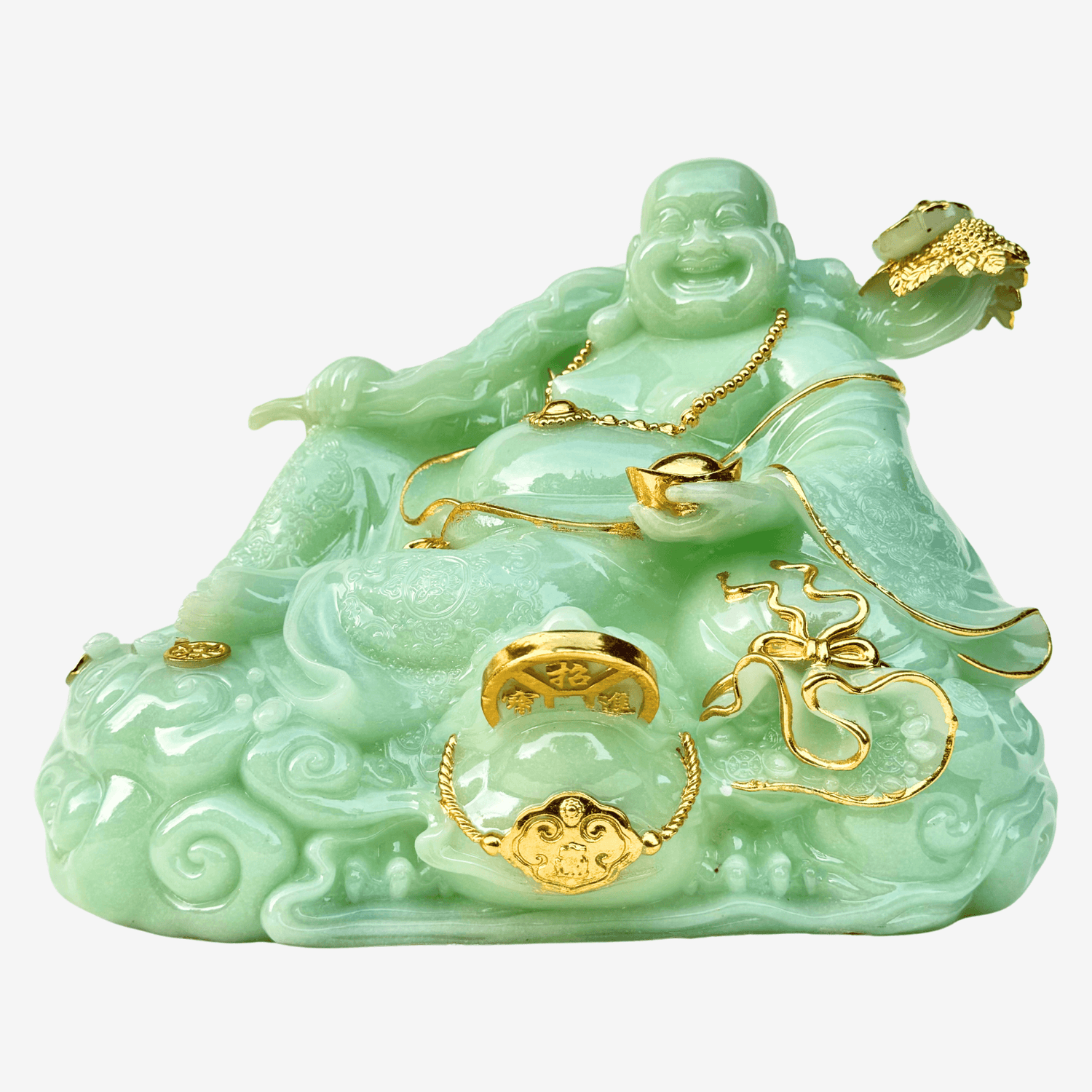 Ice Jade Happiness Laughing Buddha 30cm - Feng Shui Chinese Lucky Items - Royal Dragon Decor