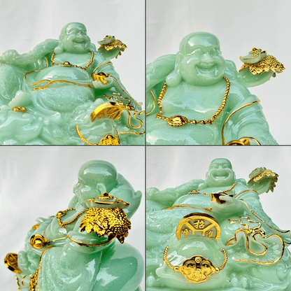 Ice Jade Happiness Laughing Buddha 30cm - Feng Shui Chinese Lucky Items - Royal Dragon Decor