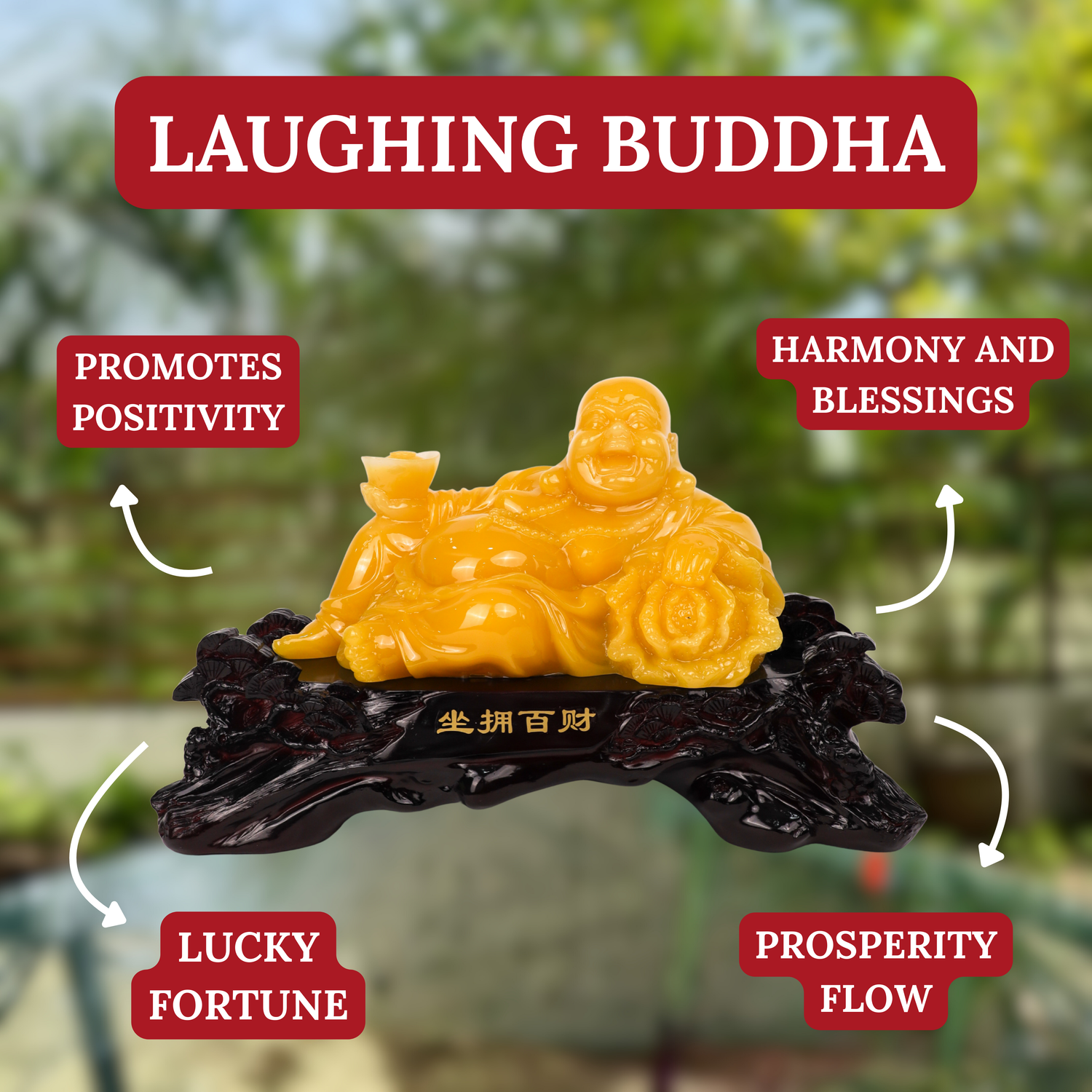 Relaxed Yellow Buddha of Lucky Fortune 48cm