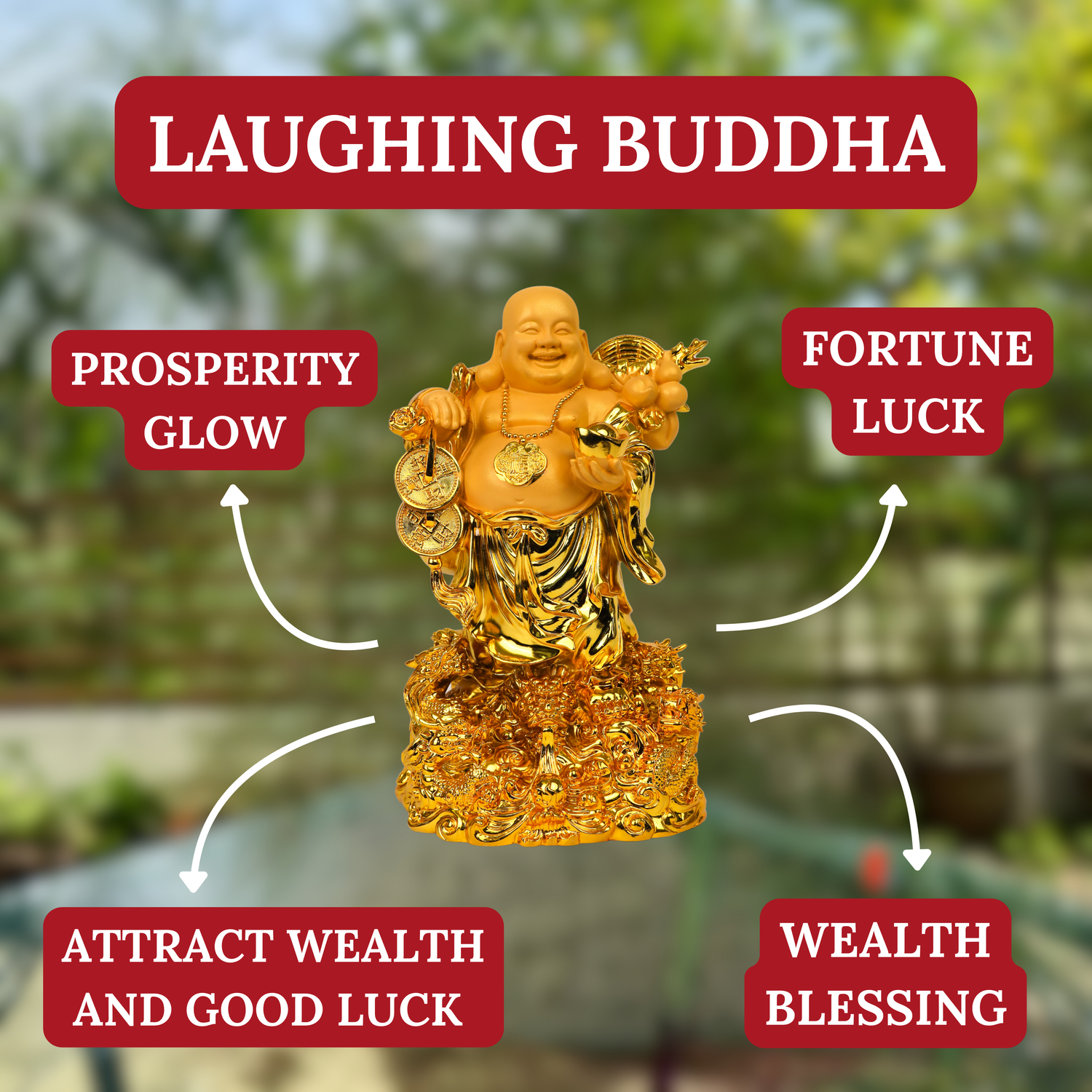 Bless You With Wealth Gold Buddha 37cm
