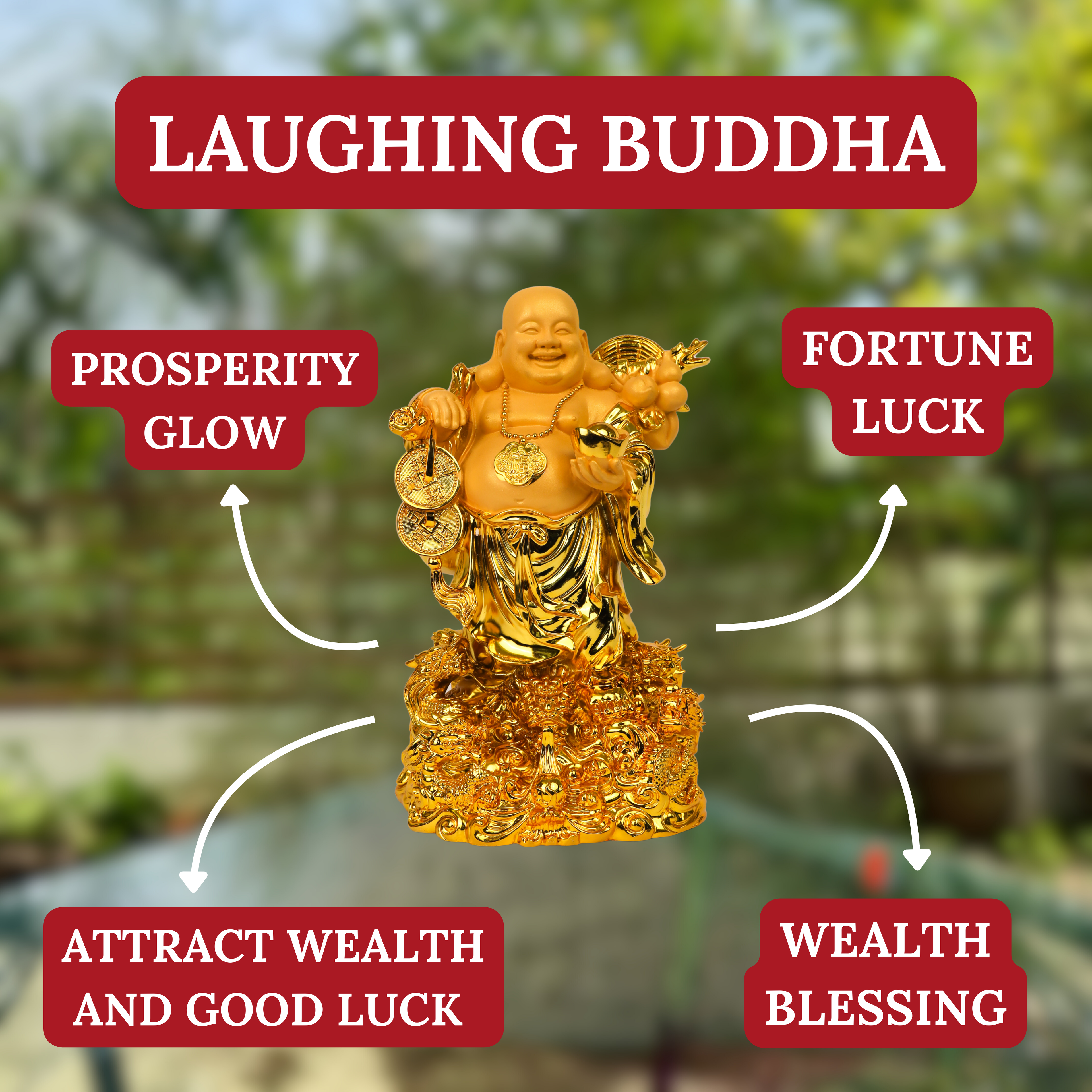 Bless You With Wealth Gold Buddha 37cm