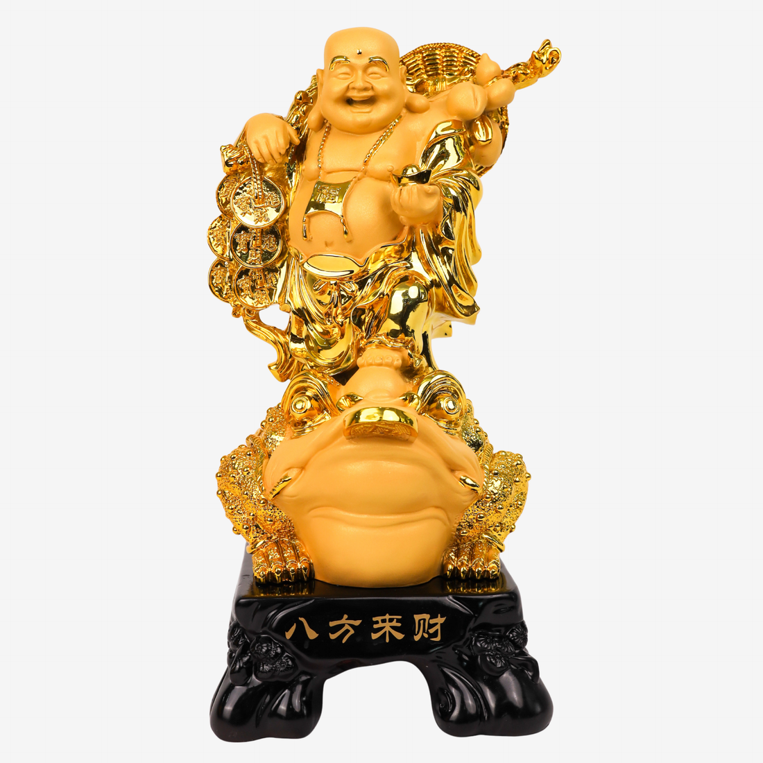 Double Wealth Luck Buddha on Money Frog 36cm