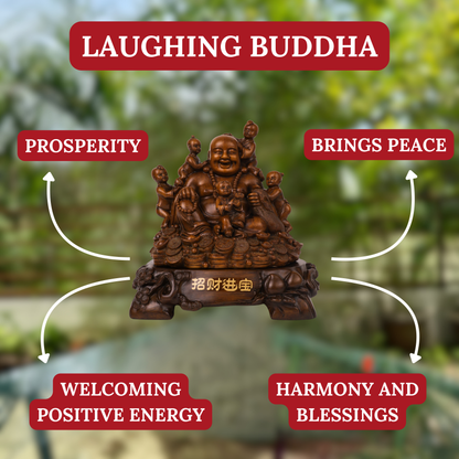 Joyful Family Laughing Buddha with Children 28cm