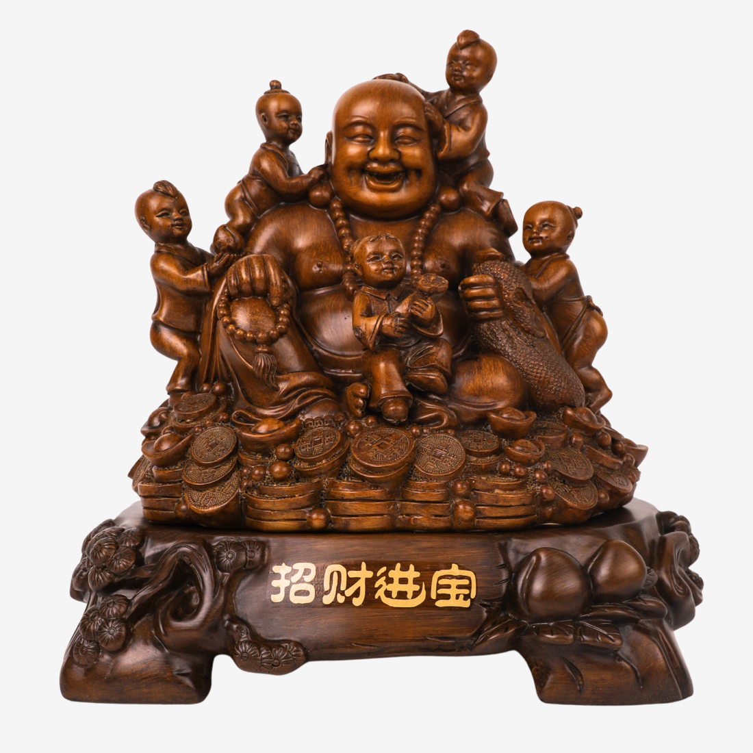 Joyful Family Laughing Buddha with Children 28cm