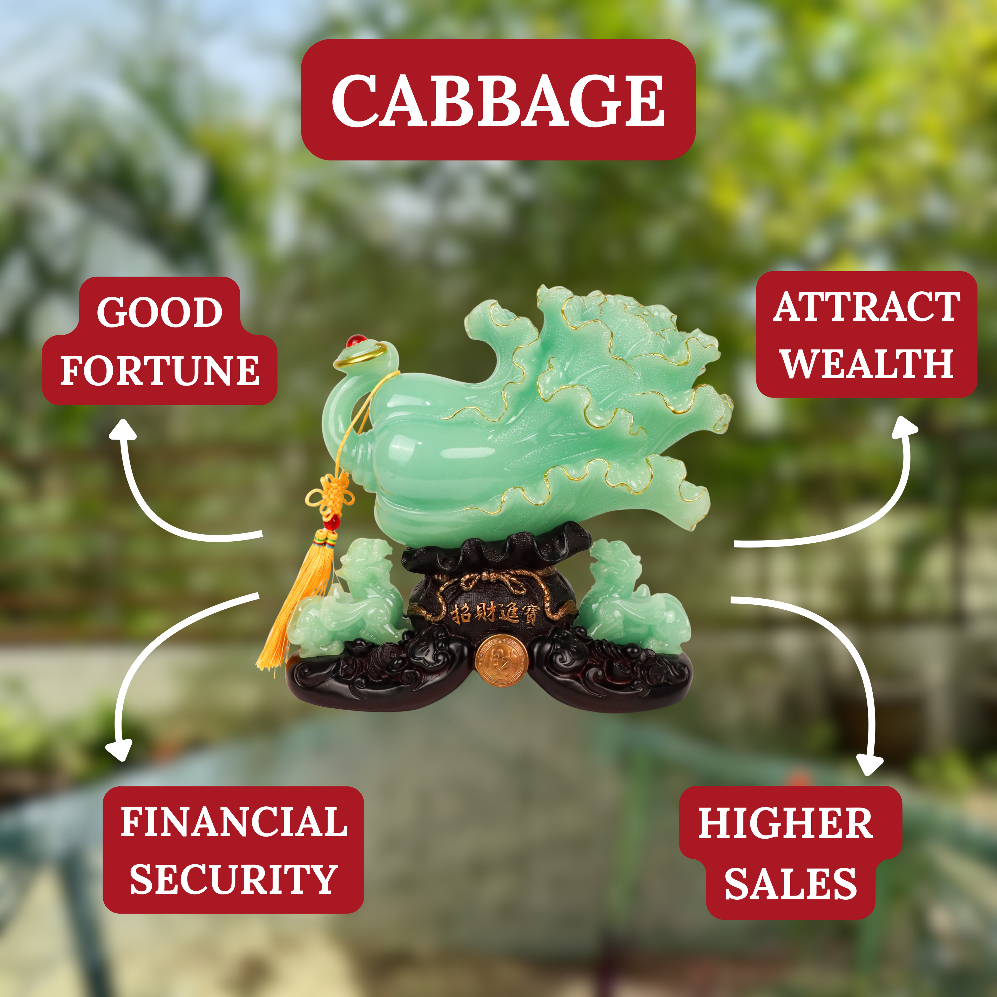 Protected Fortune Ice Jade Wealth Cabbage 32cm