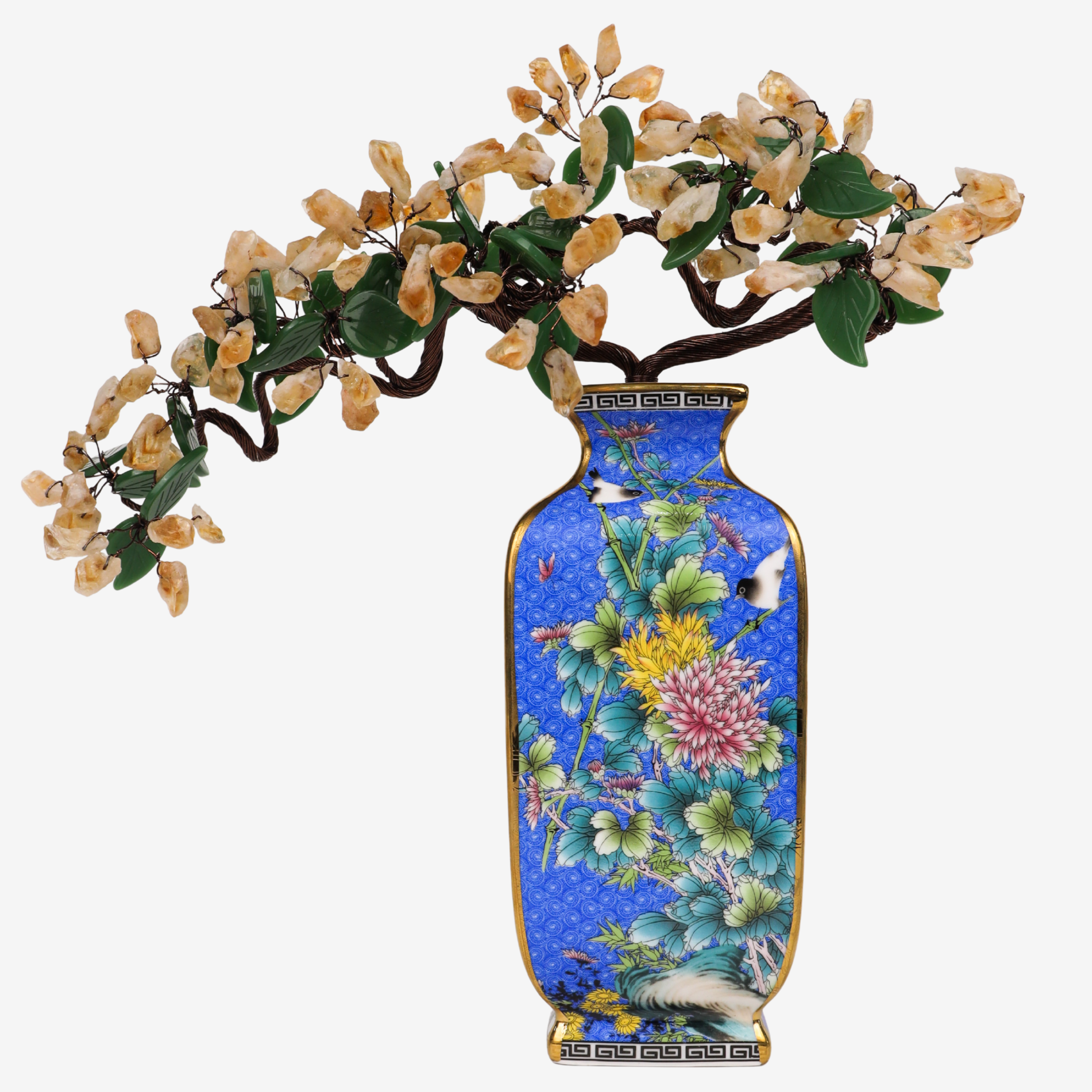 Imperial Citrine Rocks Vase of Rich Blessings 40cm