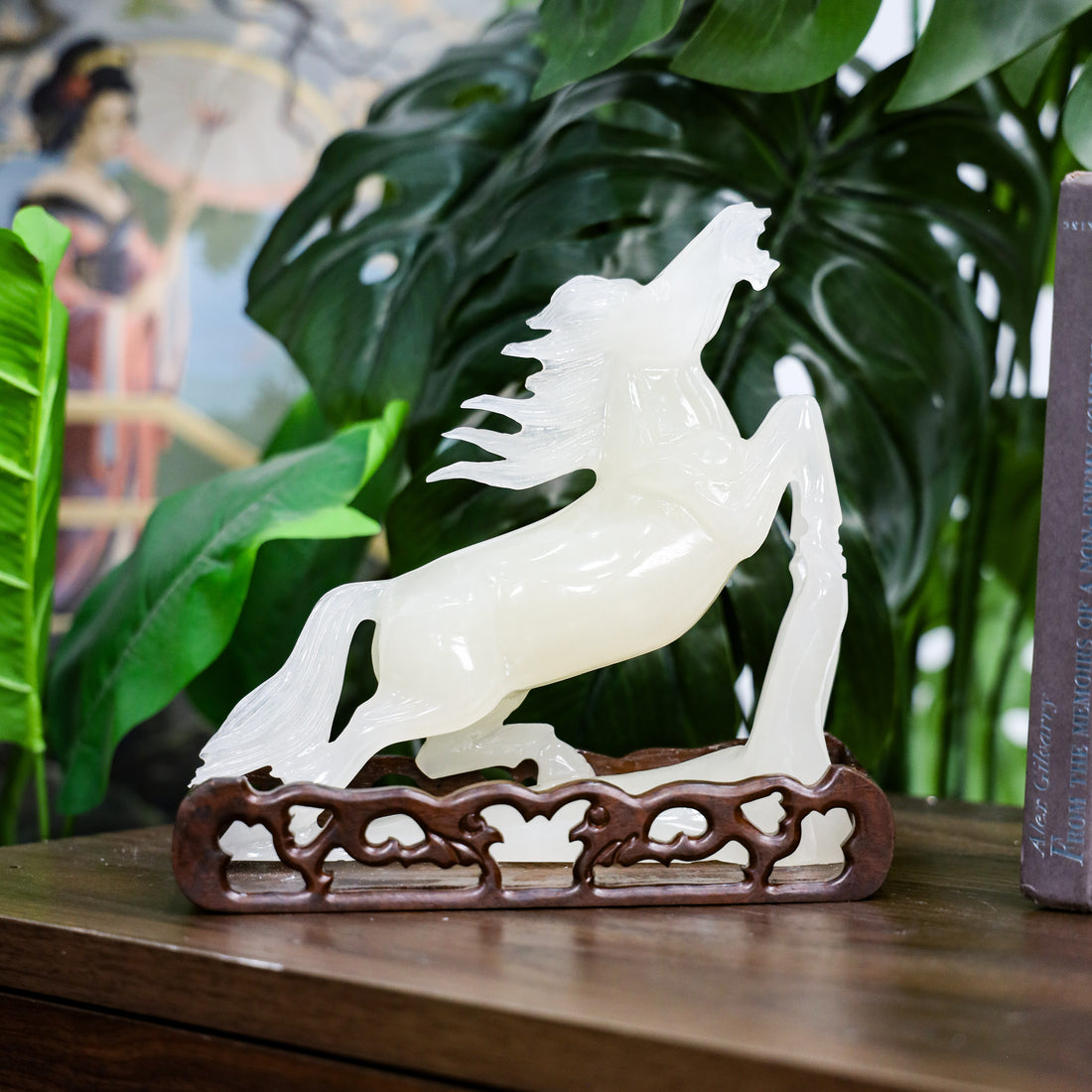 Gracious Victory White Jade Horse 23cm