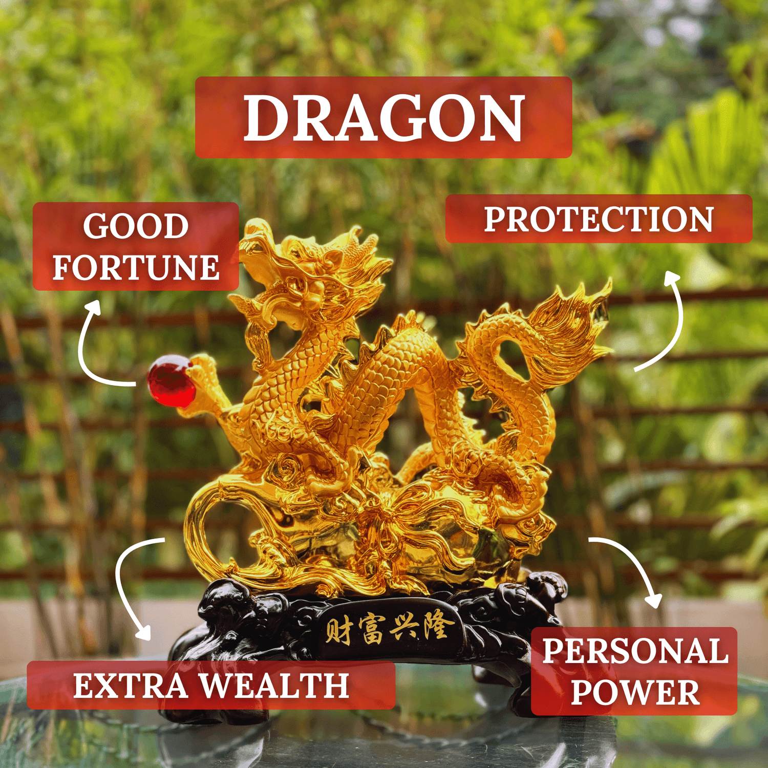 The Royal Dragon of Good Fortune 35cm - Feng Shui Chinese Lucky Items - Royal Dragon Decor