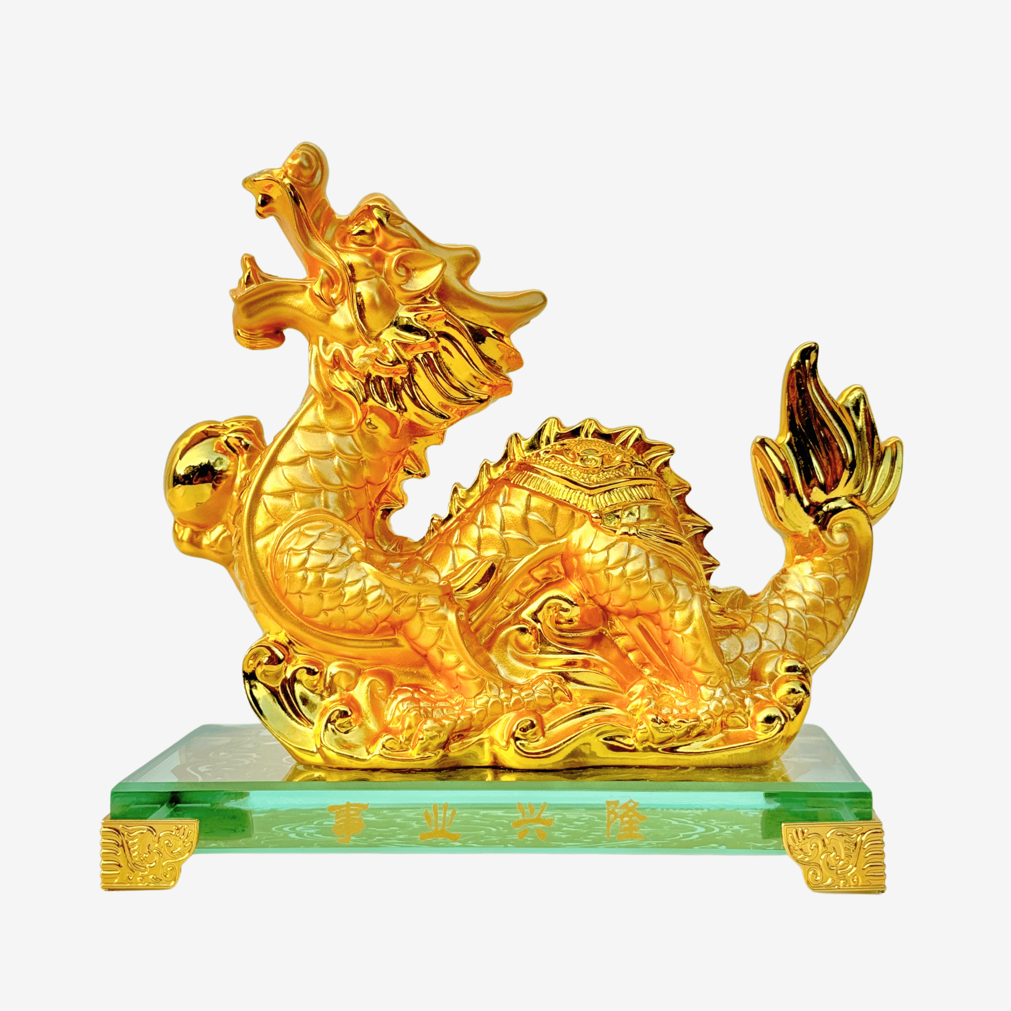 Gold Zodiac Dragon for Career Sucess 17cm - Feng Shui Chinese Lucky Items - Royal Dragon Decor