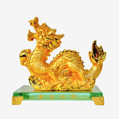 Gold Zodiac Dragon for Career Sucess 17cm - Feng Shui Chinese Lucky Items - Royal Dragon Decor