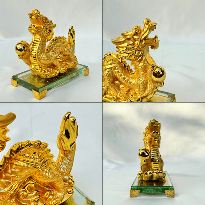 Gold Zodiac Dragon for Career Sucess 17cm - Feng Shui Chinese Lucky Items - Royal Dragon Decor