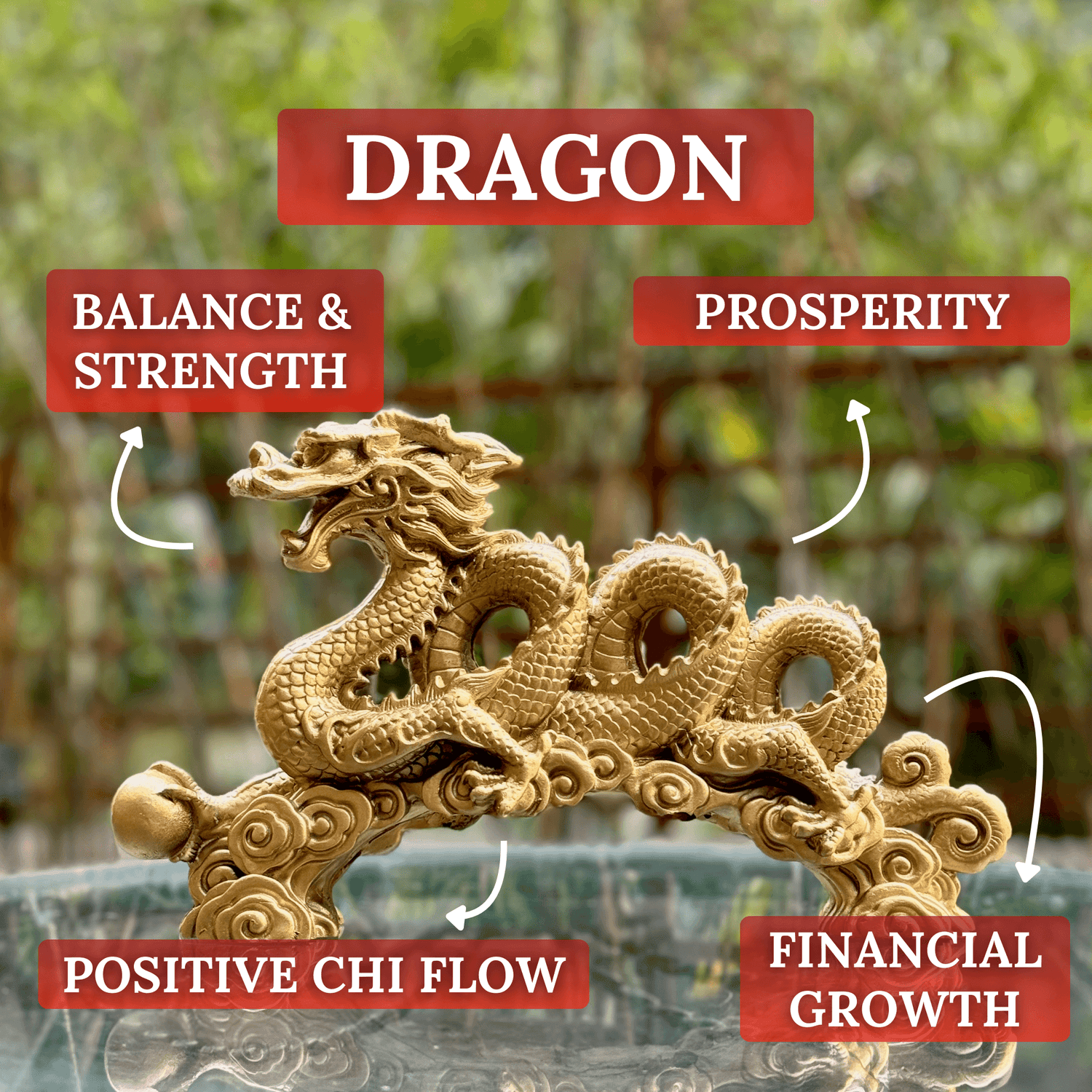 Triple Winding Bronze Chinese Dragon 30cm - Feng Shui Chinese Lucky Items - Royal Dragon Decor