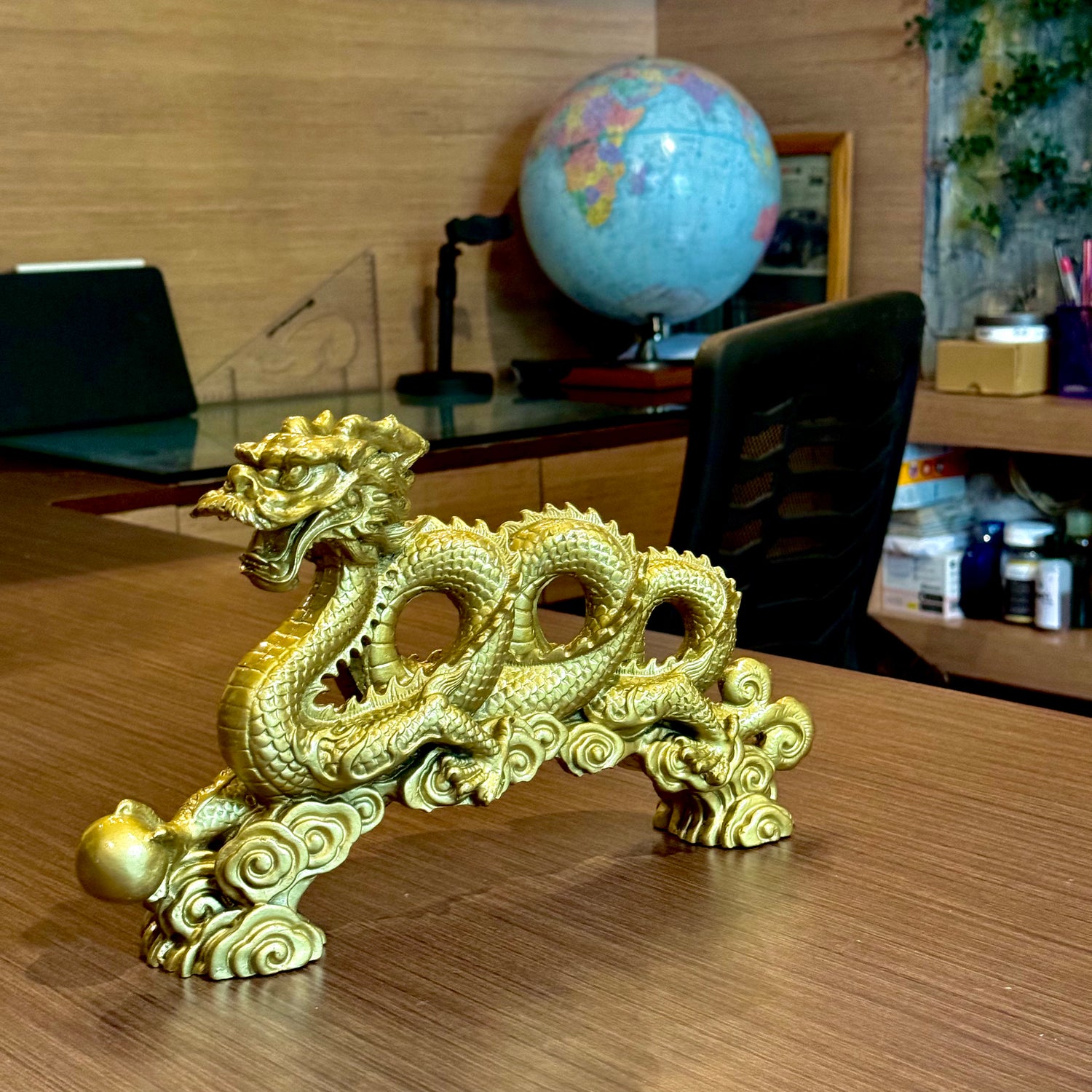 Triple Winding Bronze Chinese Dragon 30cm - Feng Shui Chinese Lucky Items - Royal Dragon Decor