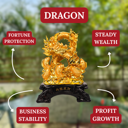 Eight Treasures Dragon with Arowanas 47cm