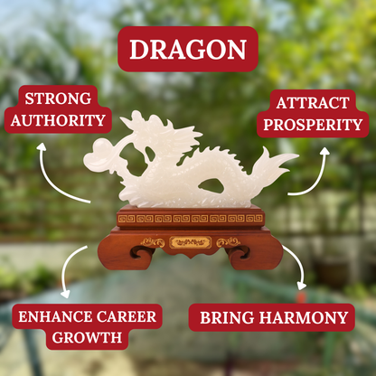 "Attract Power and Success" - Jade Dragon 42cm