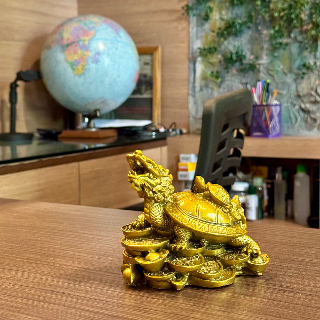 Bronze Dragon Turtle with Baby Turtle 12cm - Feng Shui Chinese Lucky Items - Royal Dragon Decor