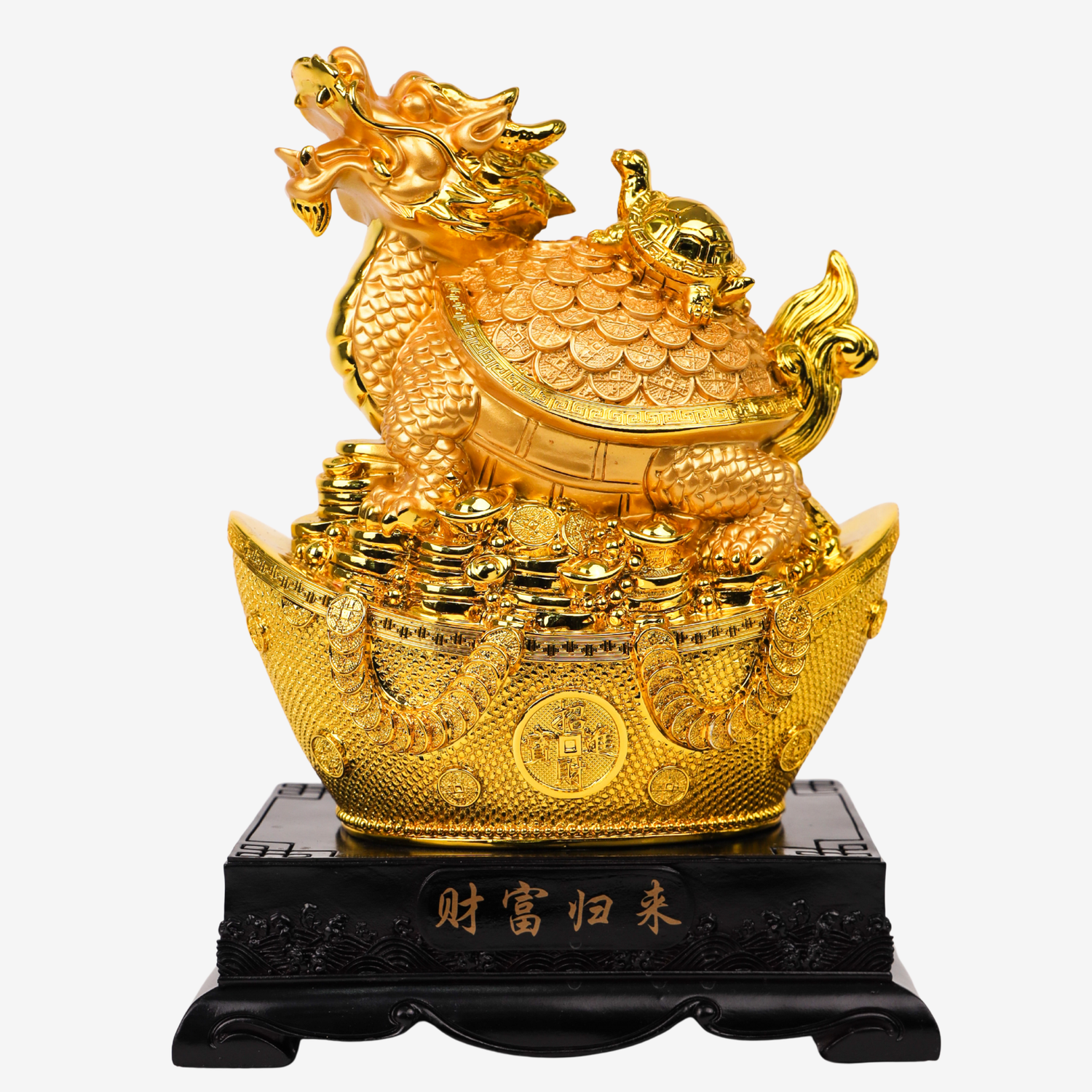 Stable Wealth Luck Golden Dragon Turtle 27cm