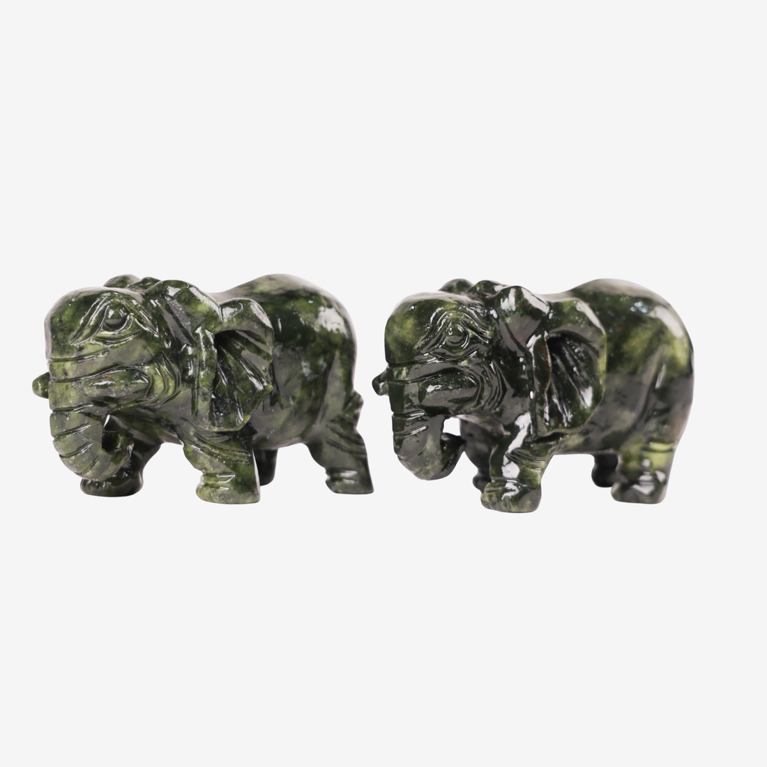 Gentle and Powerful Jade Elephant Pair 11cm