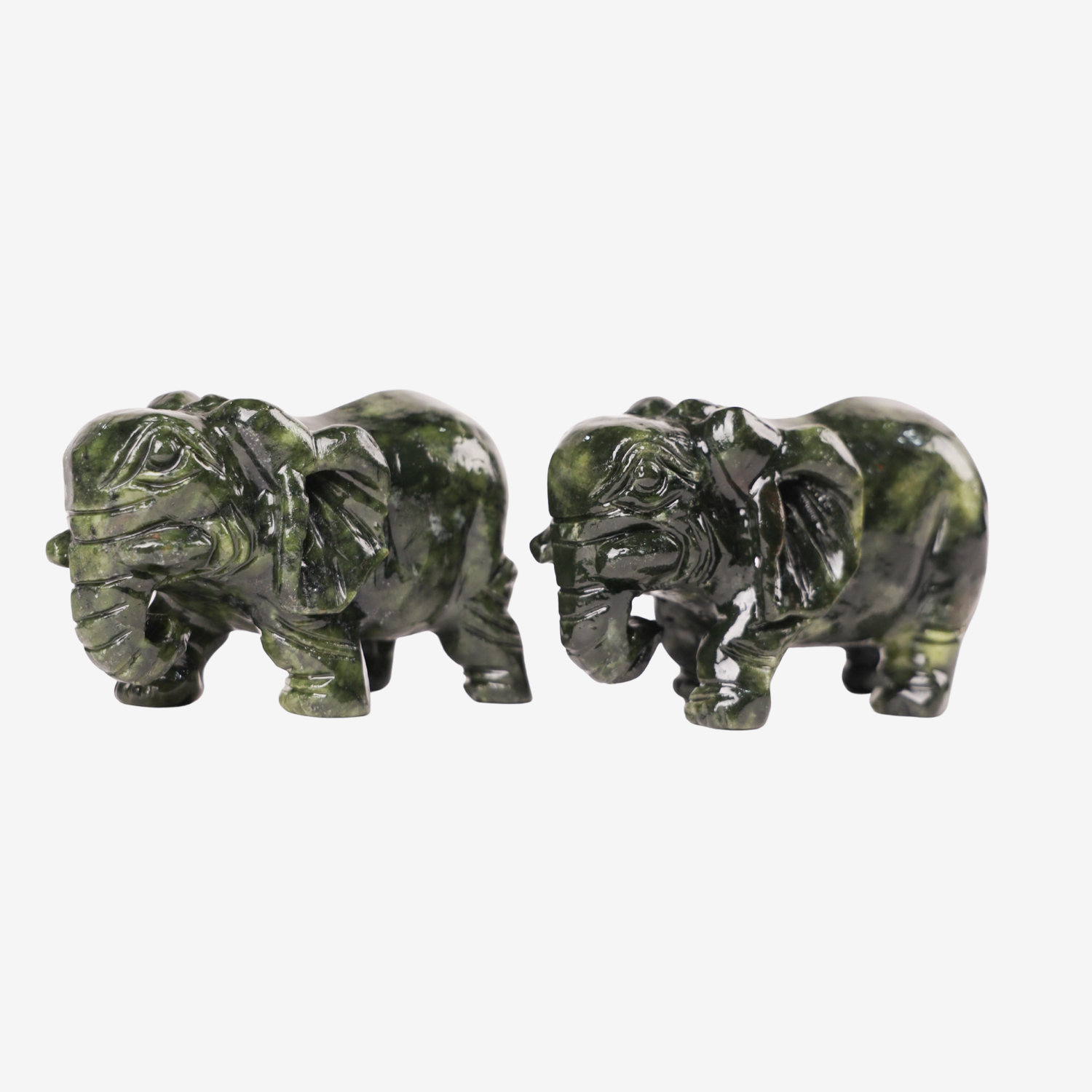 Gentle and Powerful Jade Elephant Pair 11cm