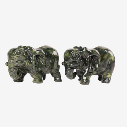 Gentle and Powerful Jade Elephant Pair 11cm