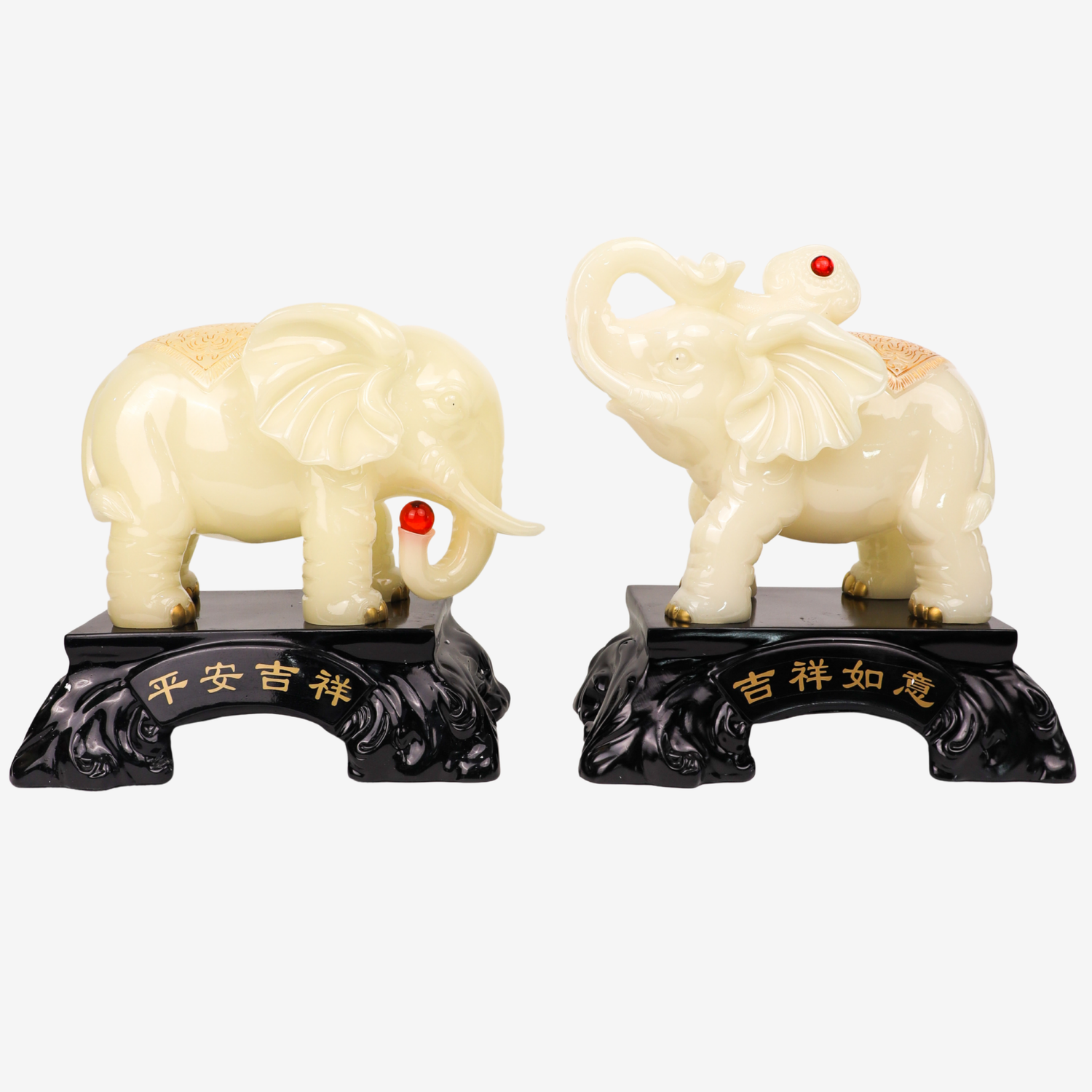 Ivory White Elephants of Noble Prosperity 33cm