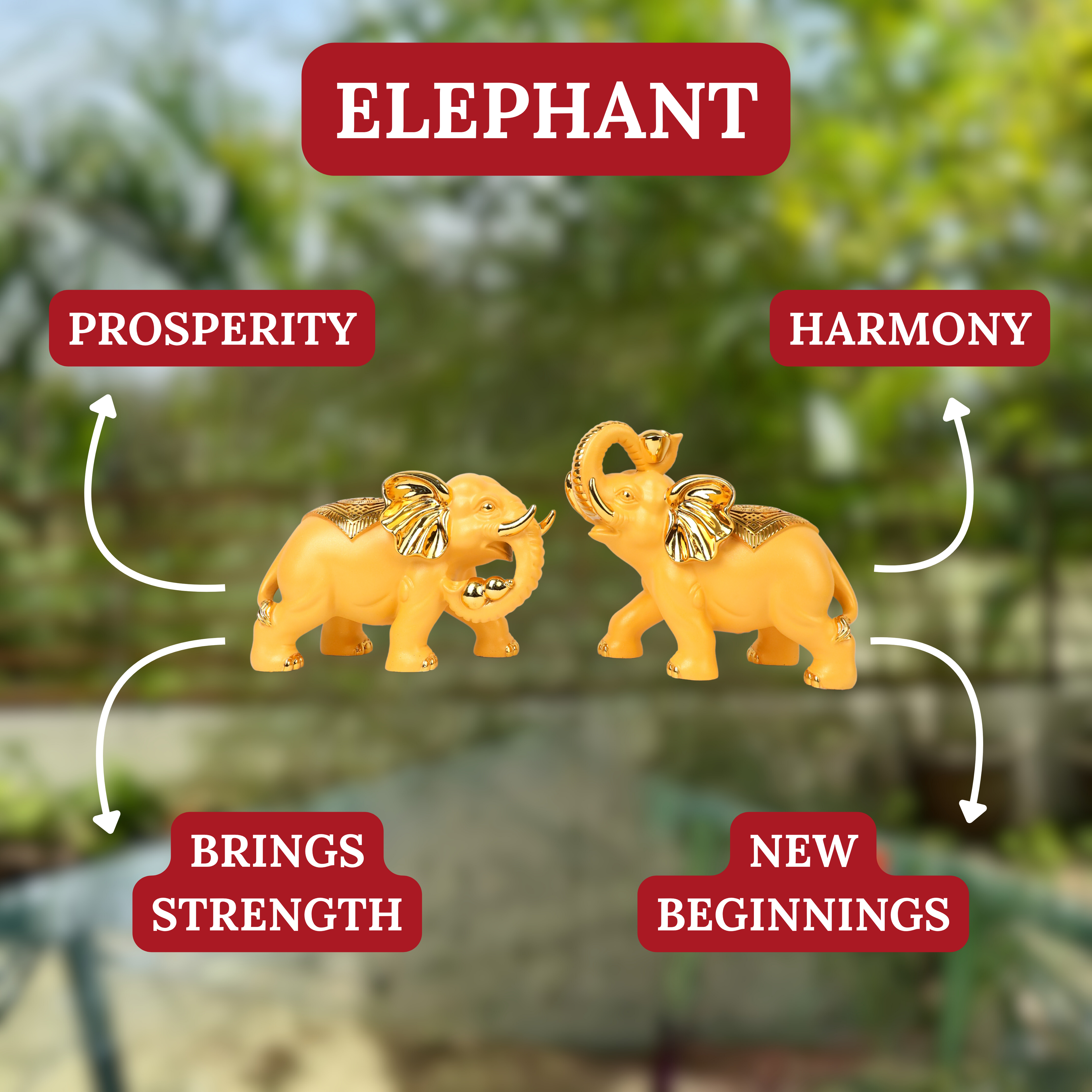 Loyal Golden Elephants of Protection 25cm