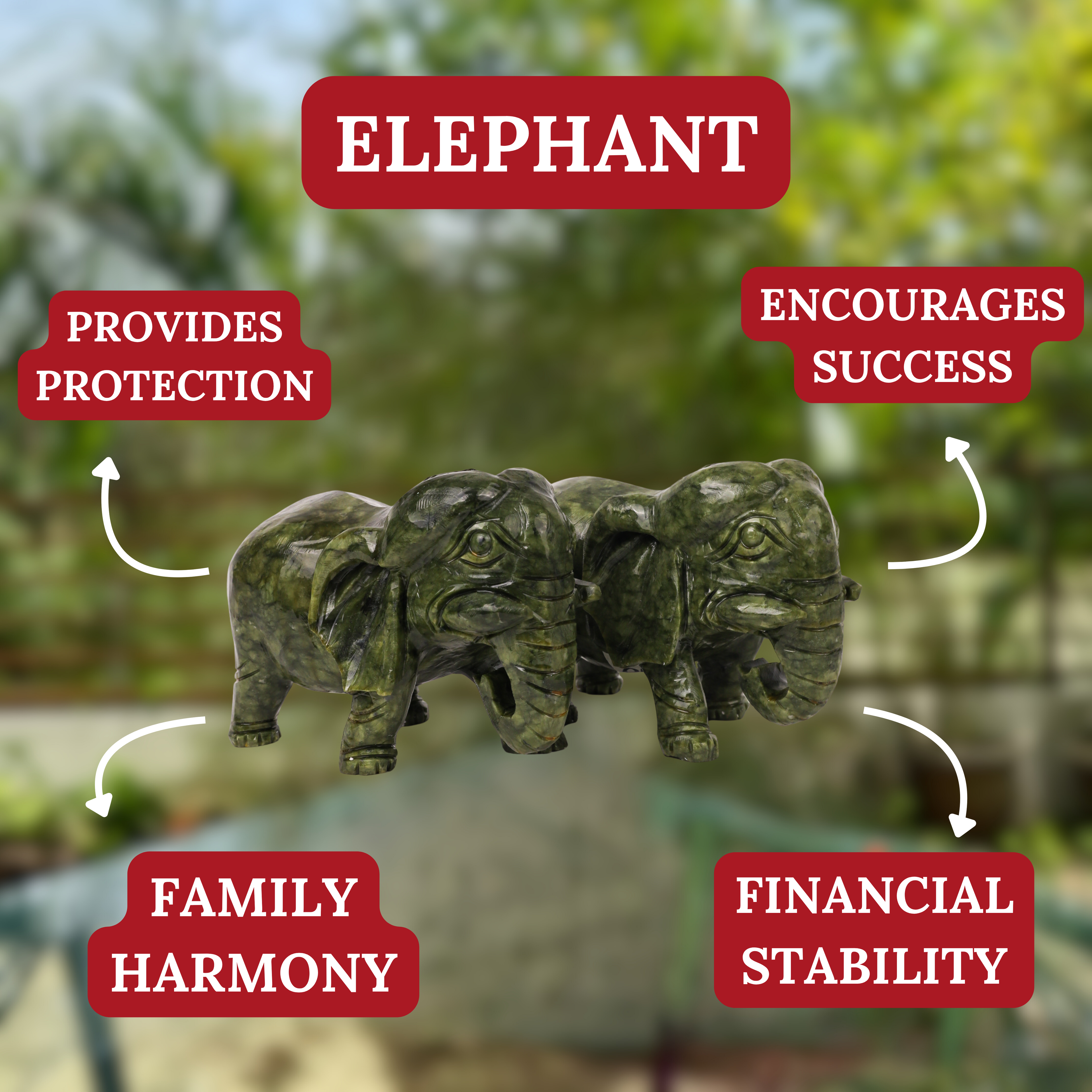 Mighty Protector Jade Elephants 23cm