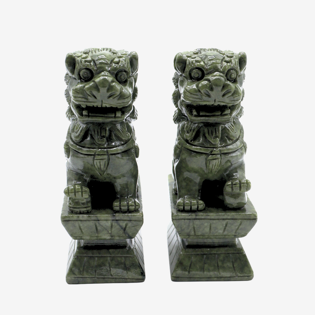 Ancient Power Jade Gatekeepers Foo Dogs 18cm