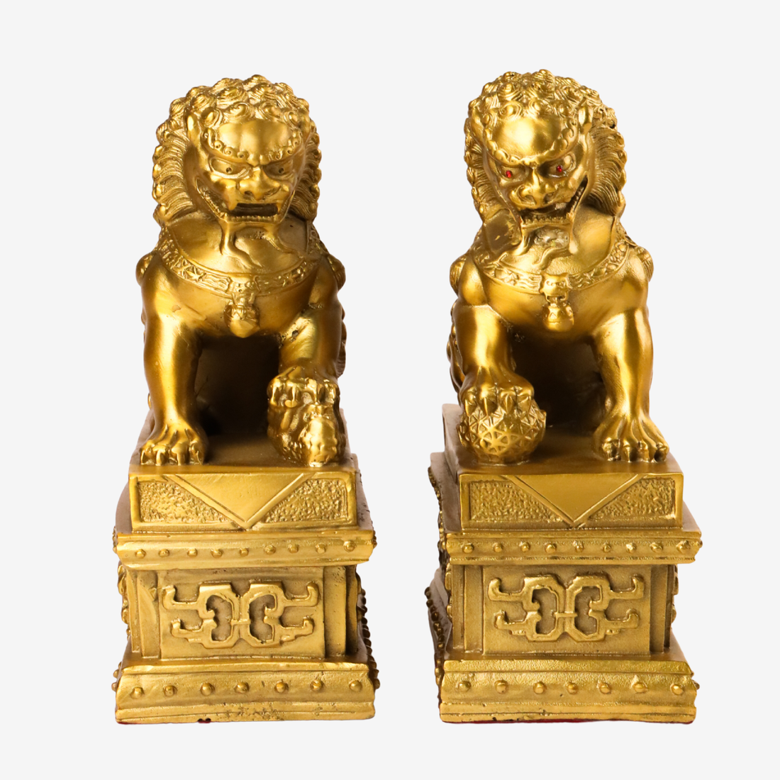 Loyal Gatekeepers Brass Foo Dogs 19cm