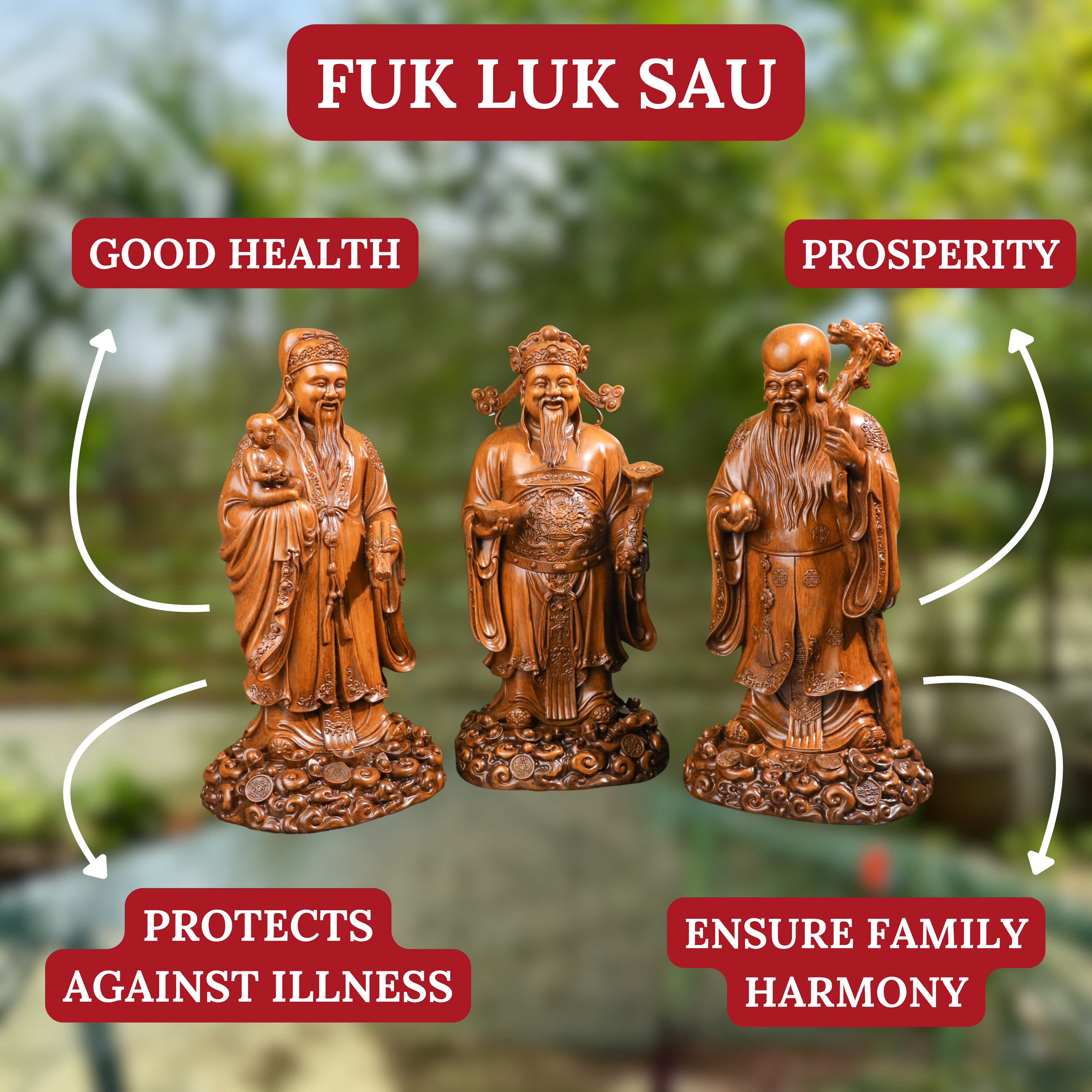 Ancient Fuk Luk Sau Set for Life Success 40cm