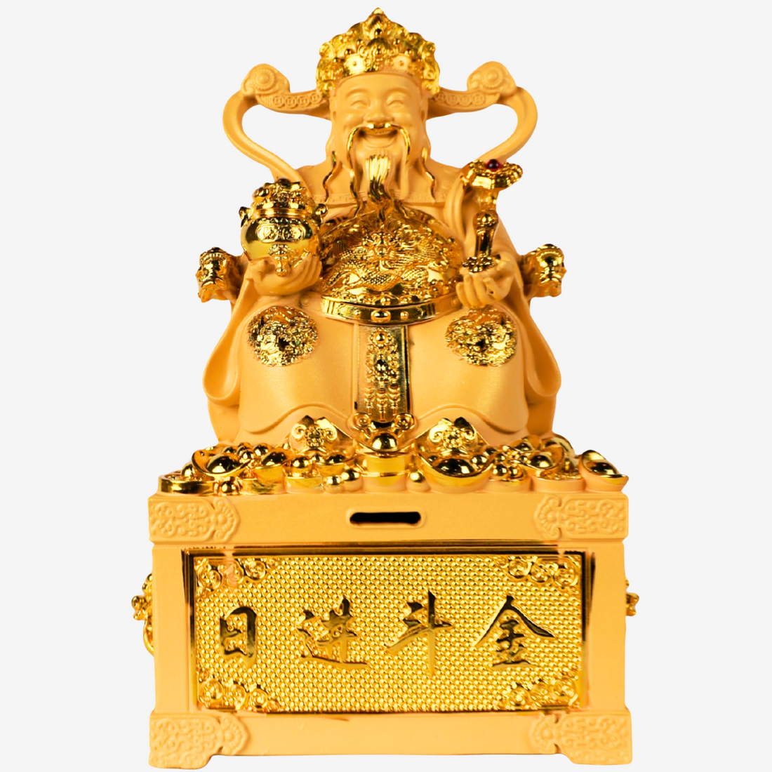 God of Wealth Seated on Treasure Box 32cm