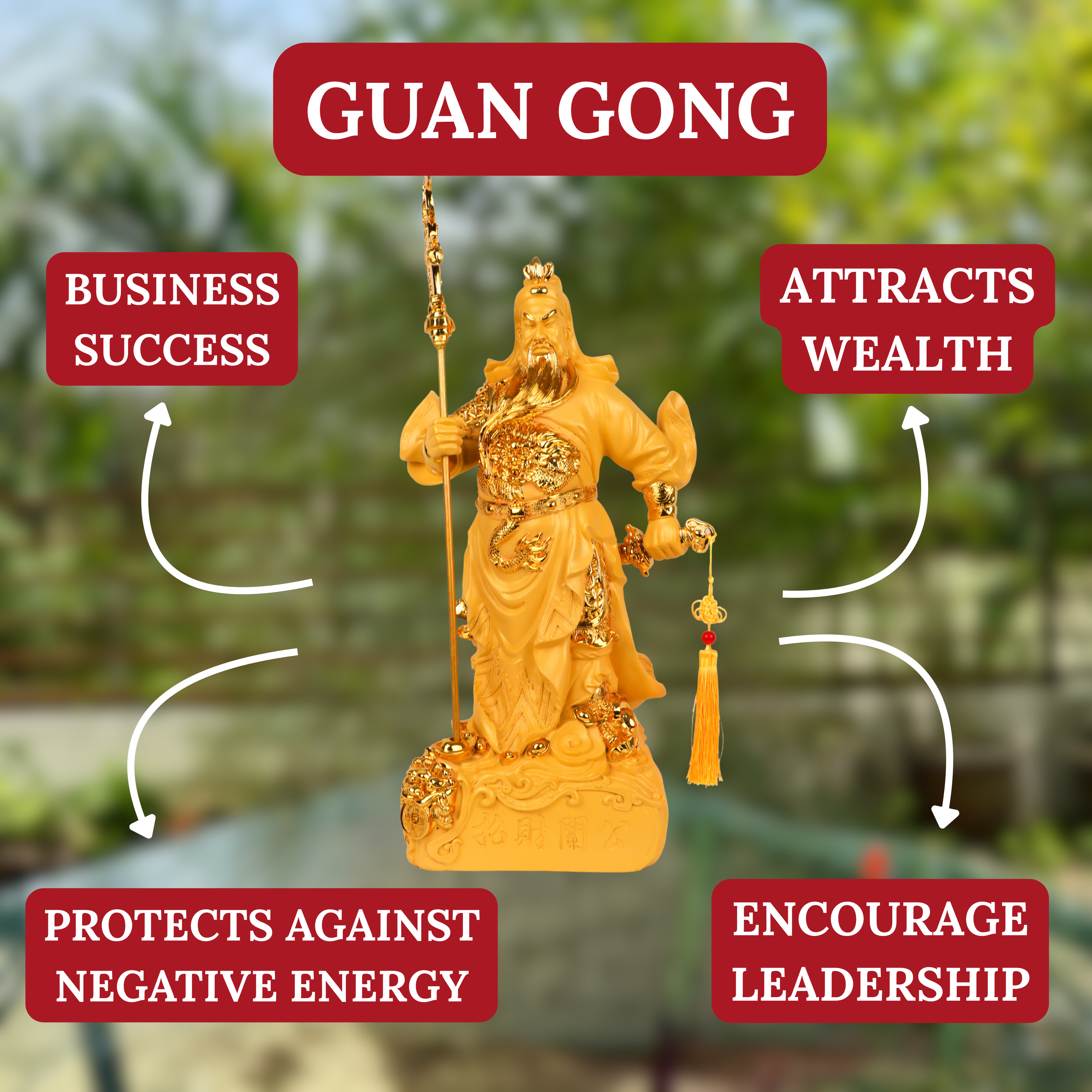 Golden Guan Gong of Power &amp; Wealth 50cm