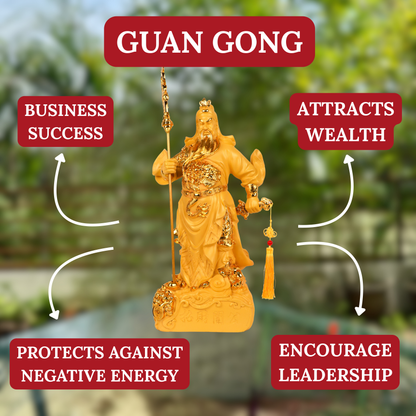 Golden Guan Gong of Power &amp; Wealth 50cm