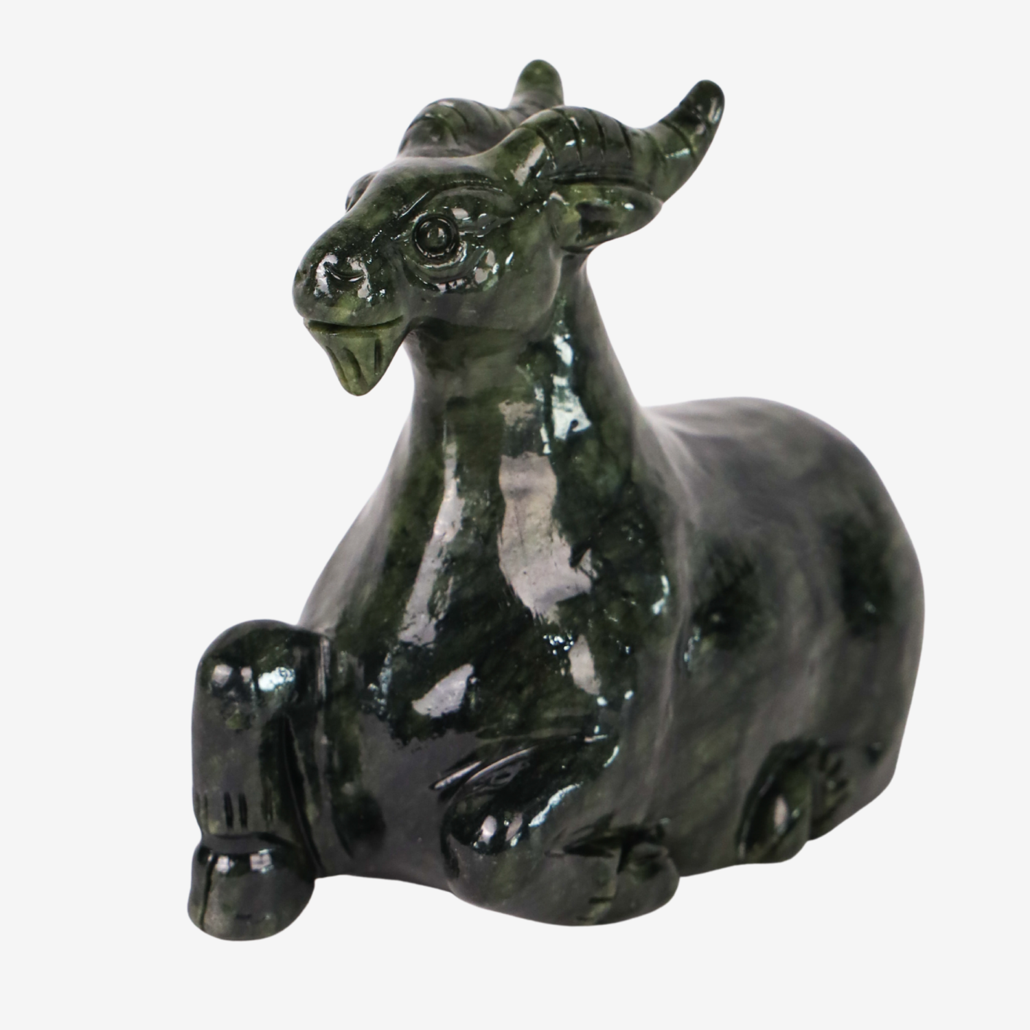 Jade Zodiac Goat for Peaceful Work 15cm