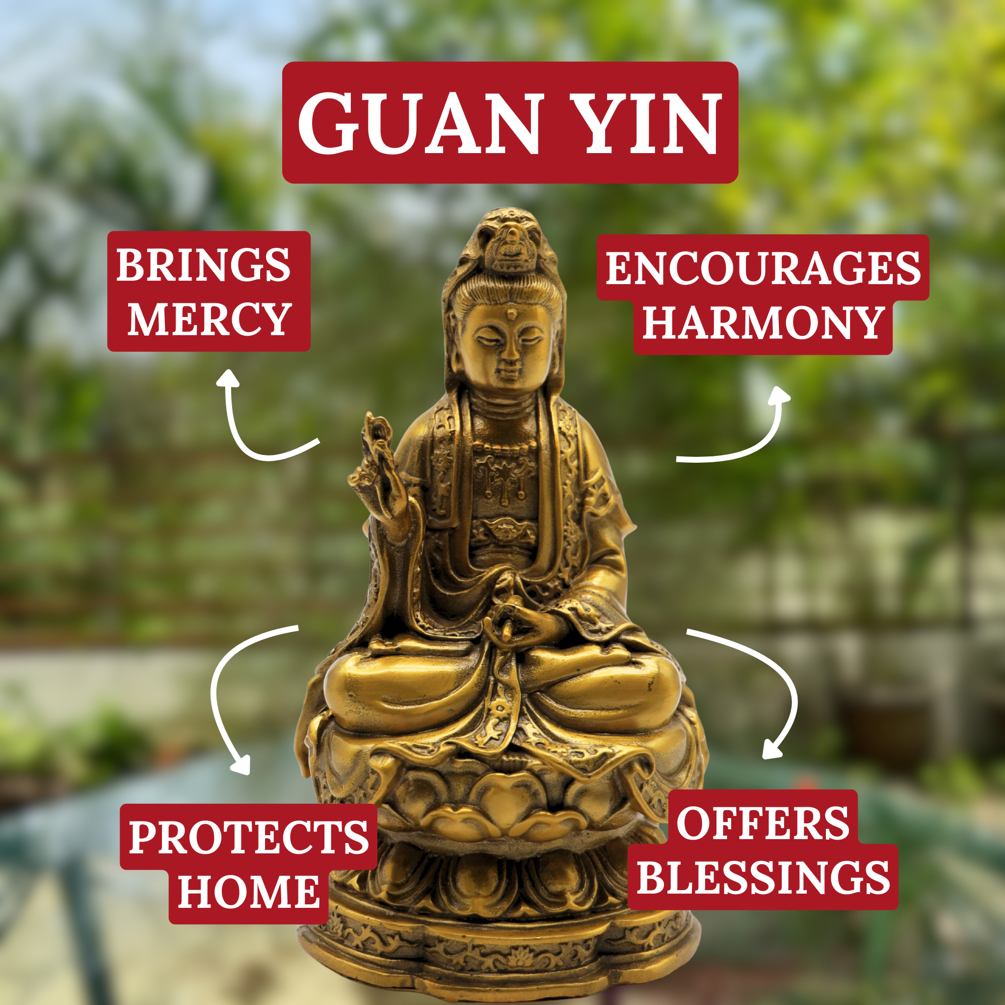 Brass Guan Yin of Grace &amp; Mercy 17cm