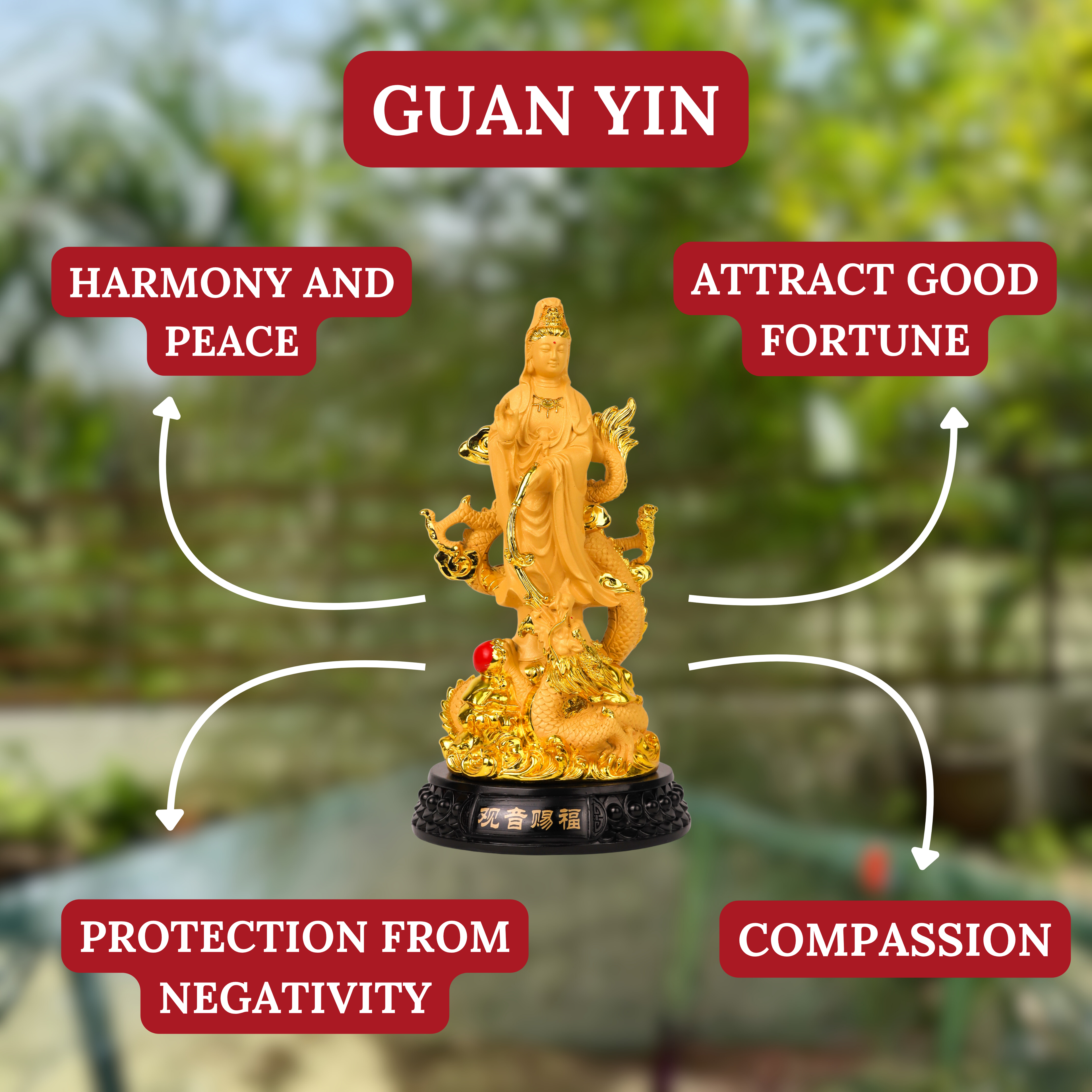 Guan Yin with Dragon for a Safe &amp; Stable Life 32cm