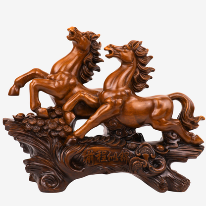 Dynamic Twin Horses of Speed and Success 46cm