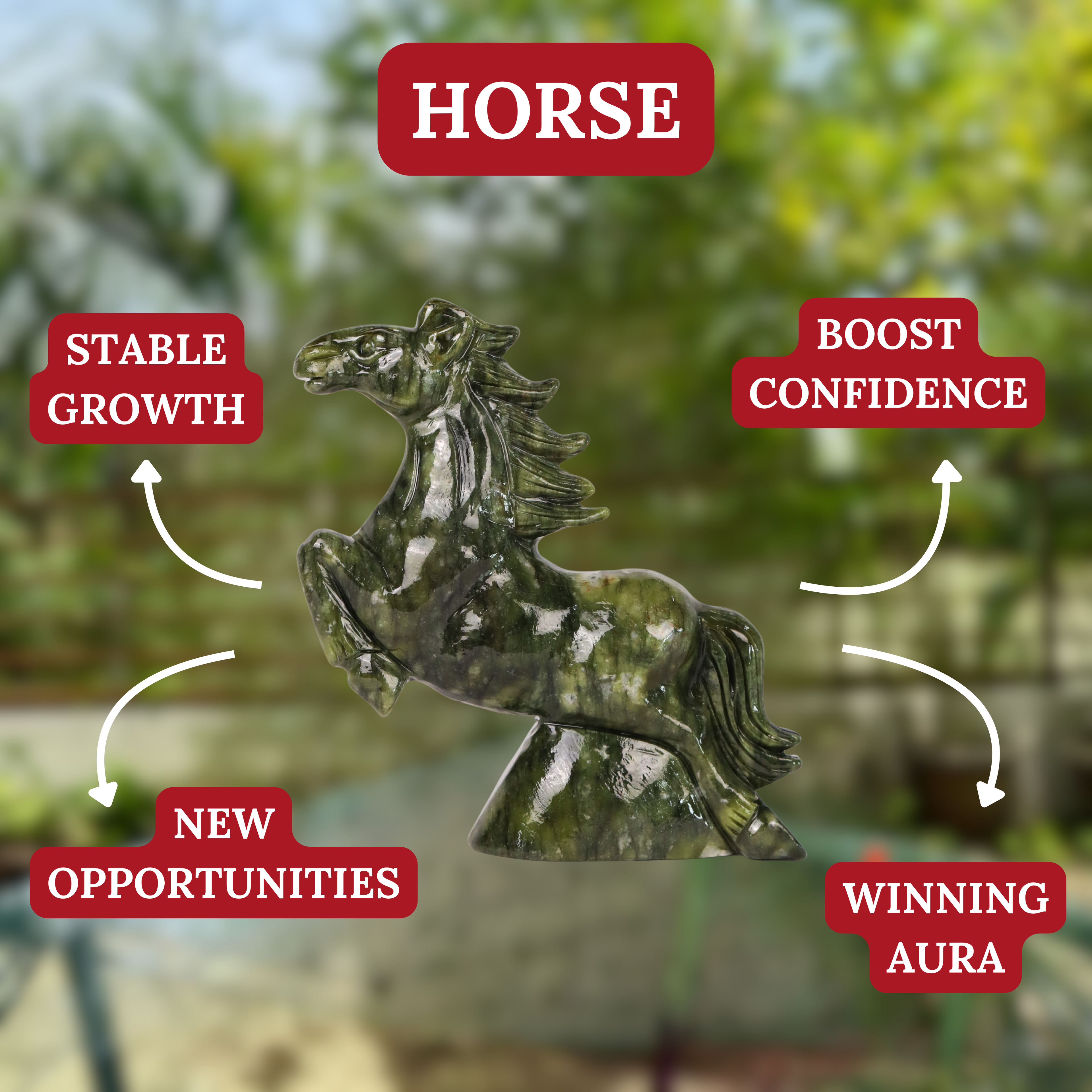 Jade Zodiac Horse for Determined Success 19cm