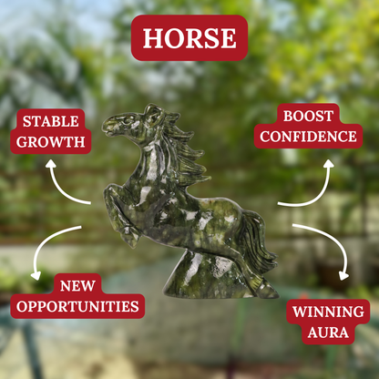 Jade Zodiac Horse for Determined Success 19cm