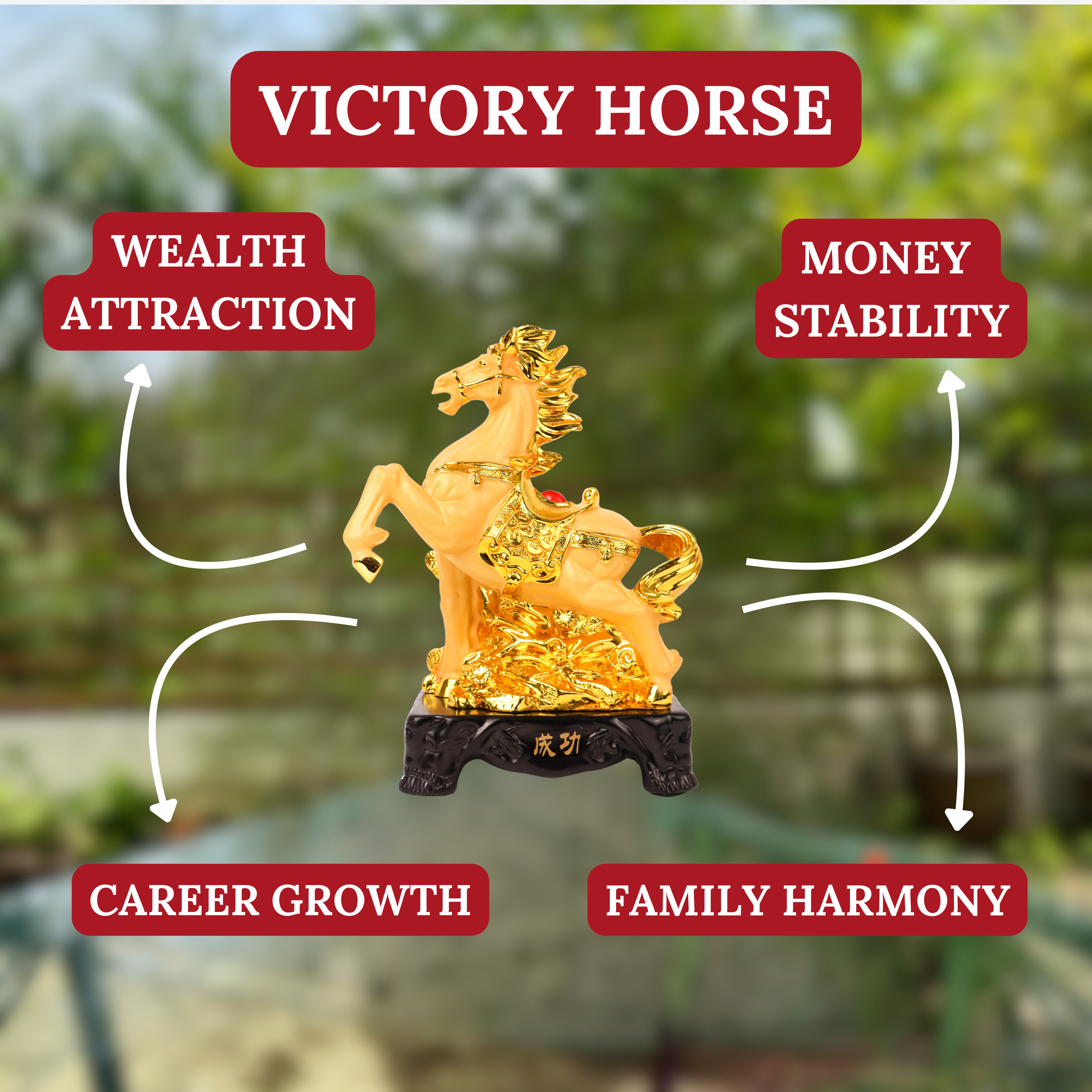 Golden Zodiac Horse of Fast Success 18cm