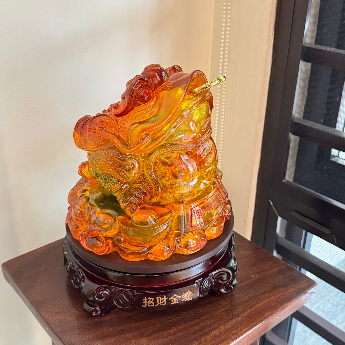 Orange Flame Rotating Money Frog 28cm