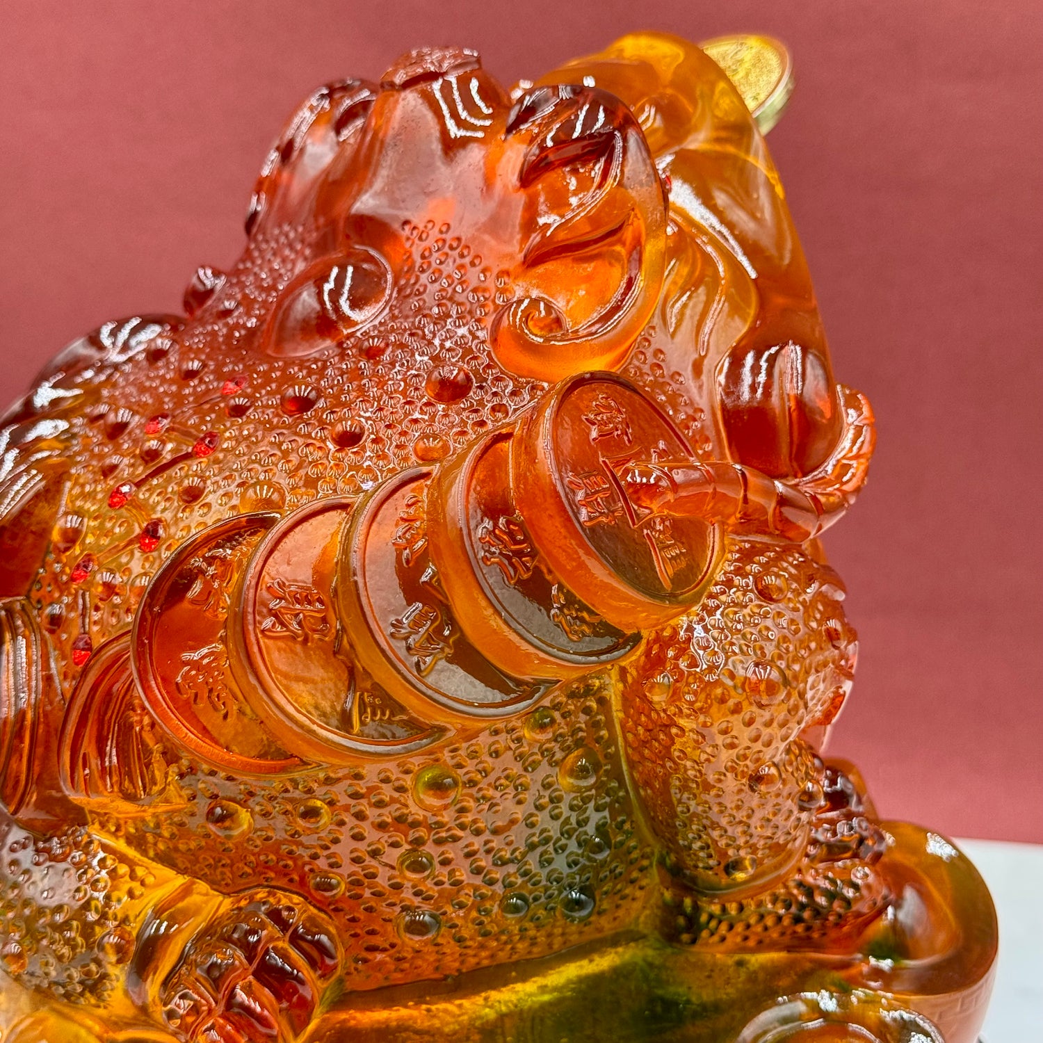 Orange Flame Rotating Money Frog 28cm