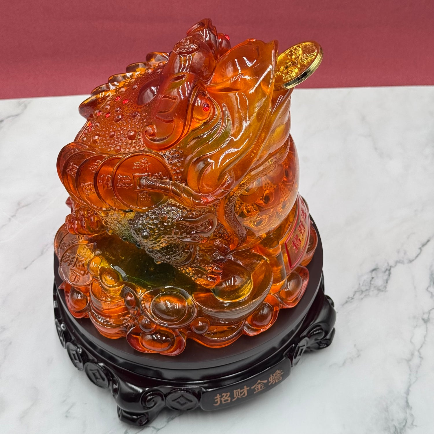 Orange Flame Rotating Money Frog 28cm