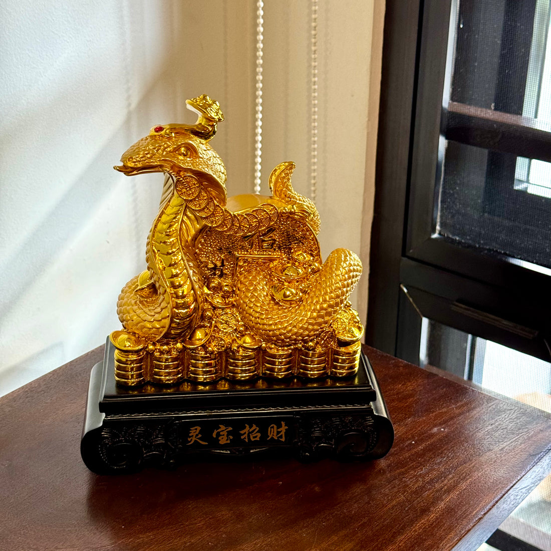 Lucky Year of the Snake on Gold Coins 21cm Default Title - Feng Shui Charms - Royal Dragon Decor Philippines