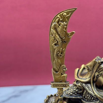 Supreme Brass Guardian Guan Gong 27cm Default Title - Feng Shui Charms - Royal Dragon Decor Philippines